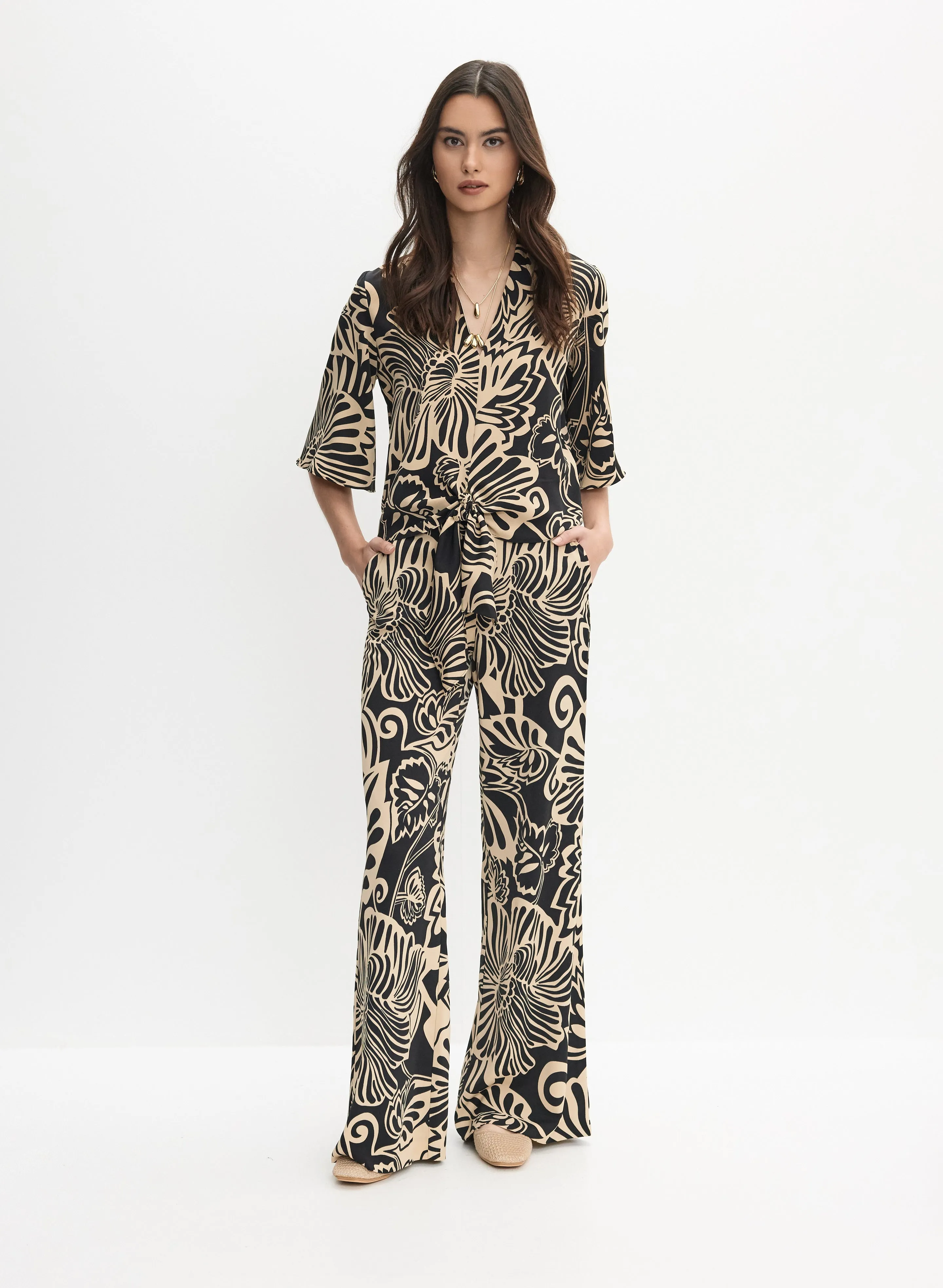 Graphic Floral Wide-Leg Pants sold by Melanie Lyne product image thumbnail 3
