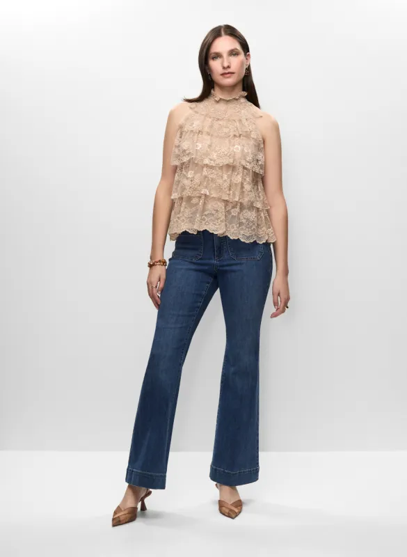 Tiered Lace Sleeveless Top & Flare Leg Jeans sold by Melanie Lyne