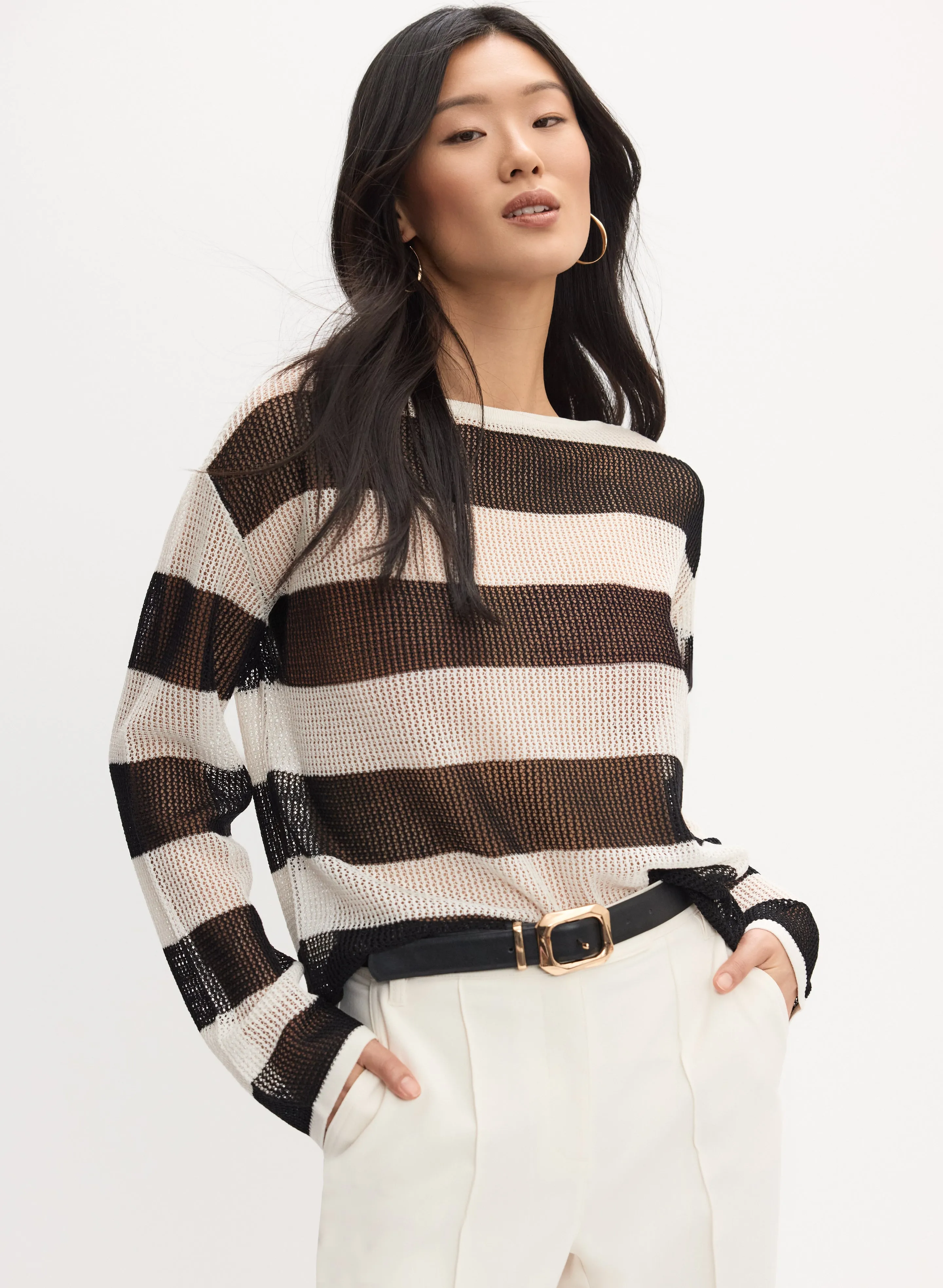 Joseph Ribkoff - Stripe Knit Sweater sold by Melanie Lyne
