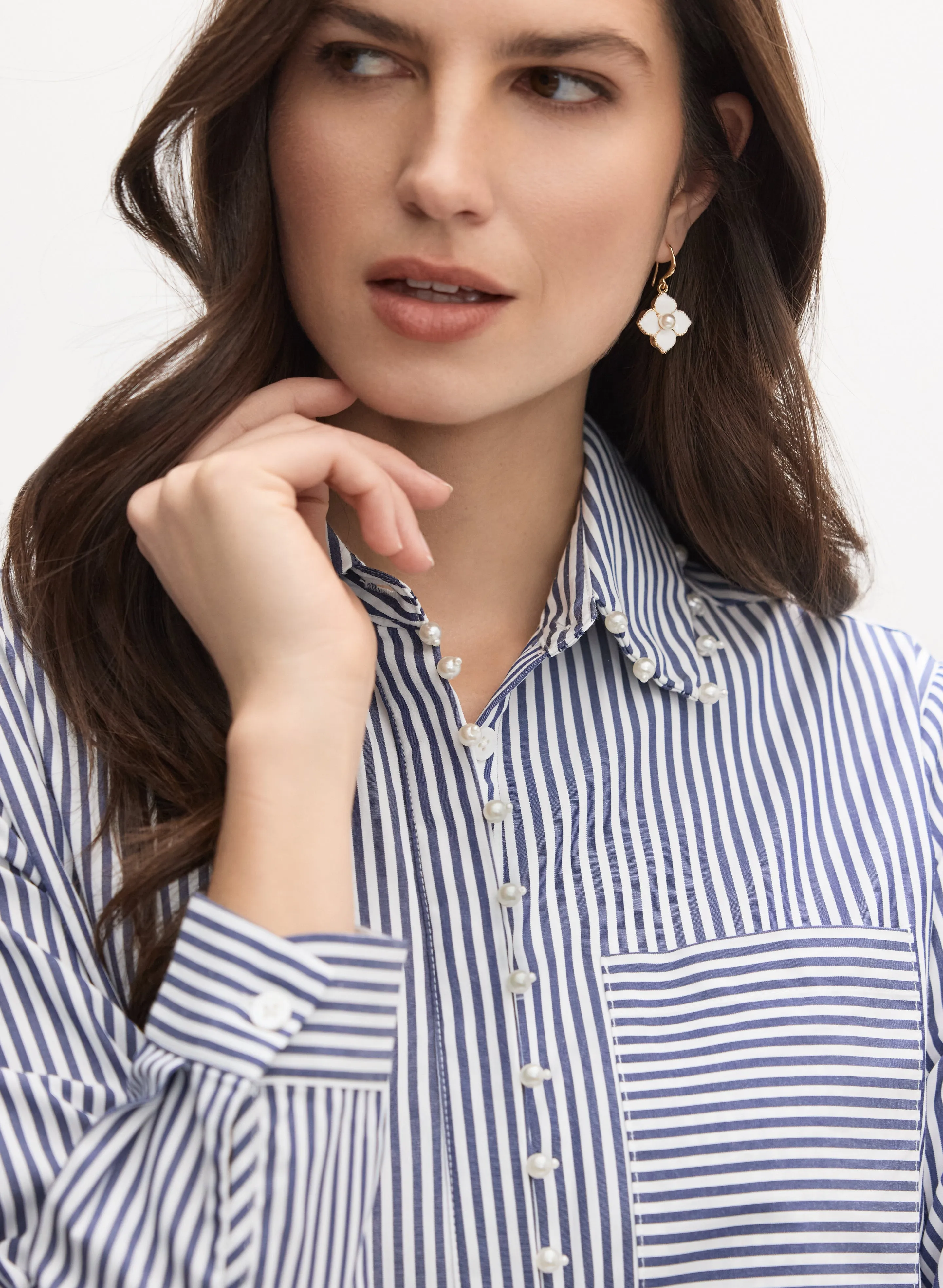 Joseph Ribkoff - Striped Pearl Detail Blouse sold by Melanie Lyne product image thumbnail 2