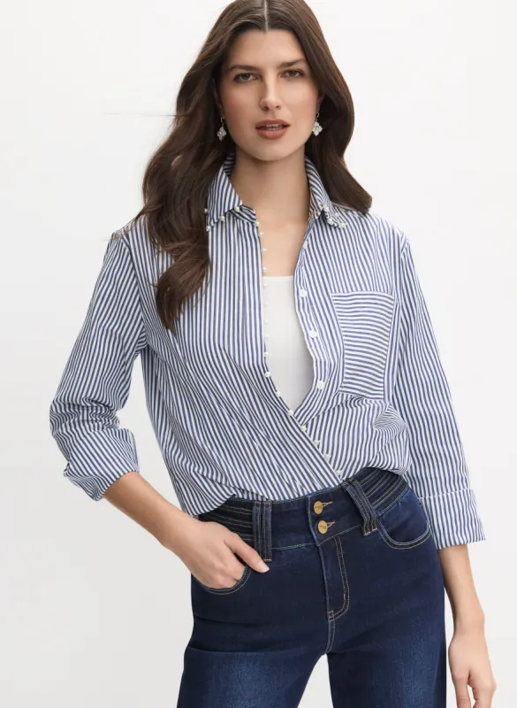 Joseph Ribkoff - Striped Pearl Detail Blouse made by Melanie Lyne