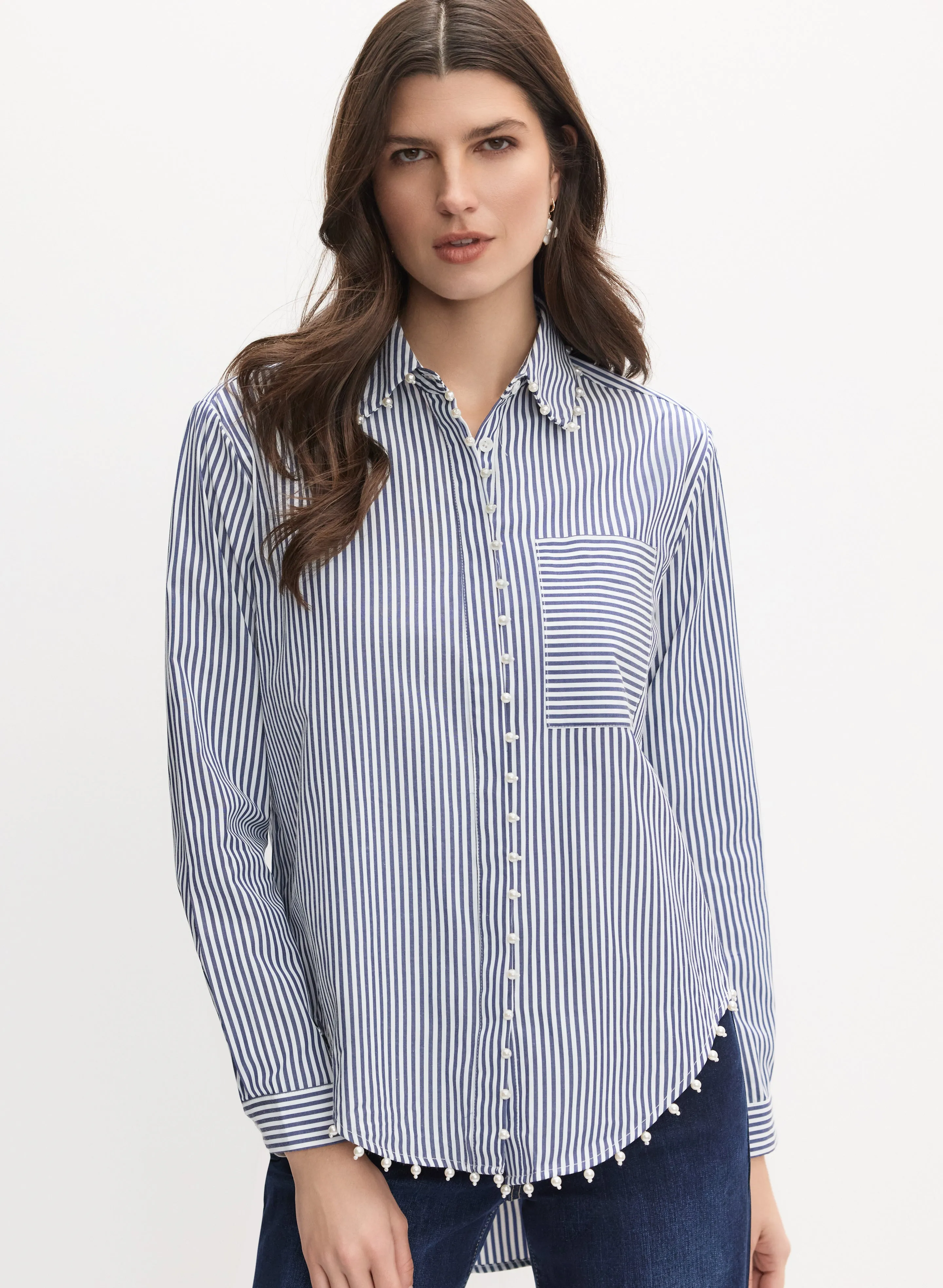 Joseph Ribkoff - Striped Pearl Detail Blouse sold by Melanie Lyne product image thumbnail 5