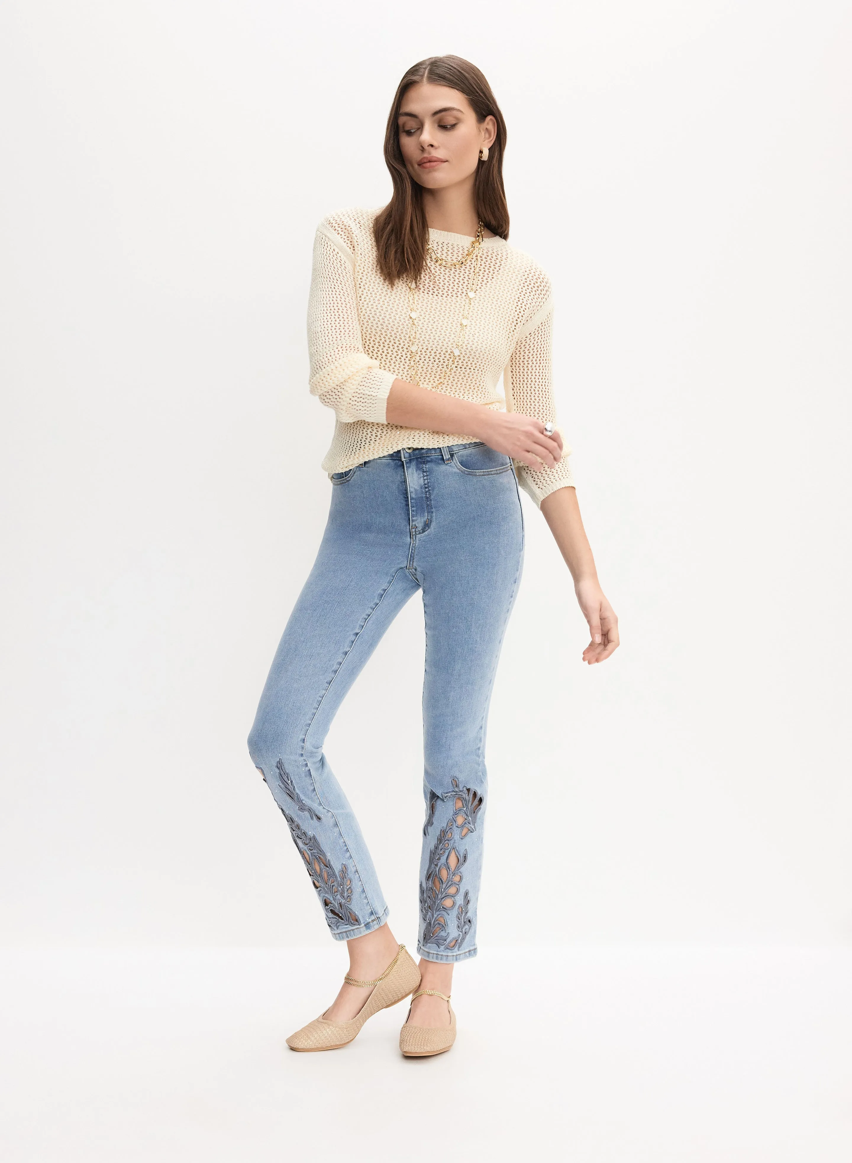 Embroidered Straight-Leg Jeans sold by Melanie Lyne product image thumbnail 4