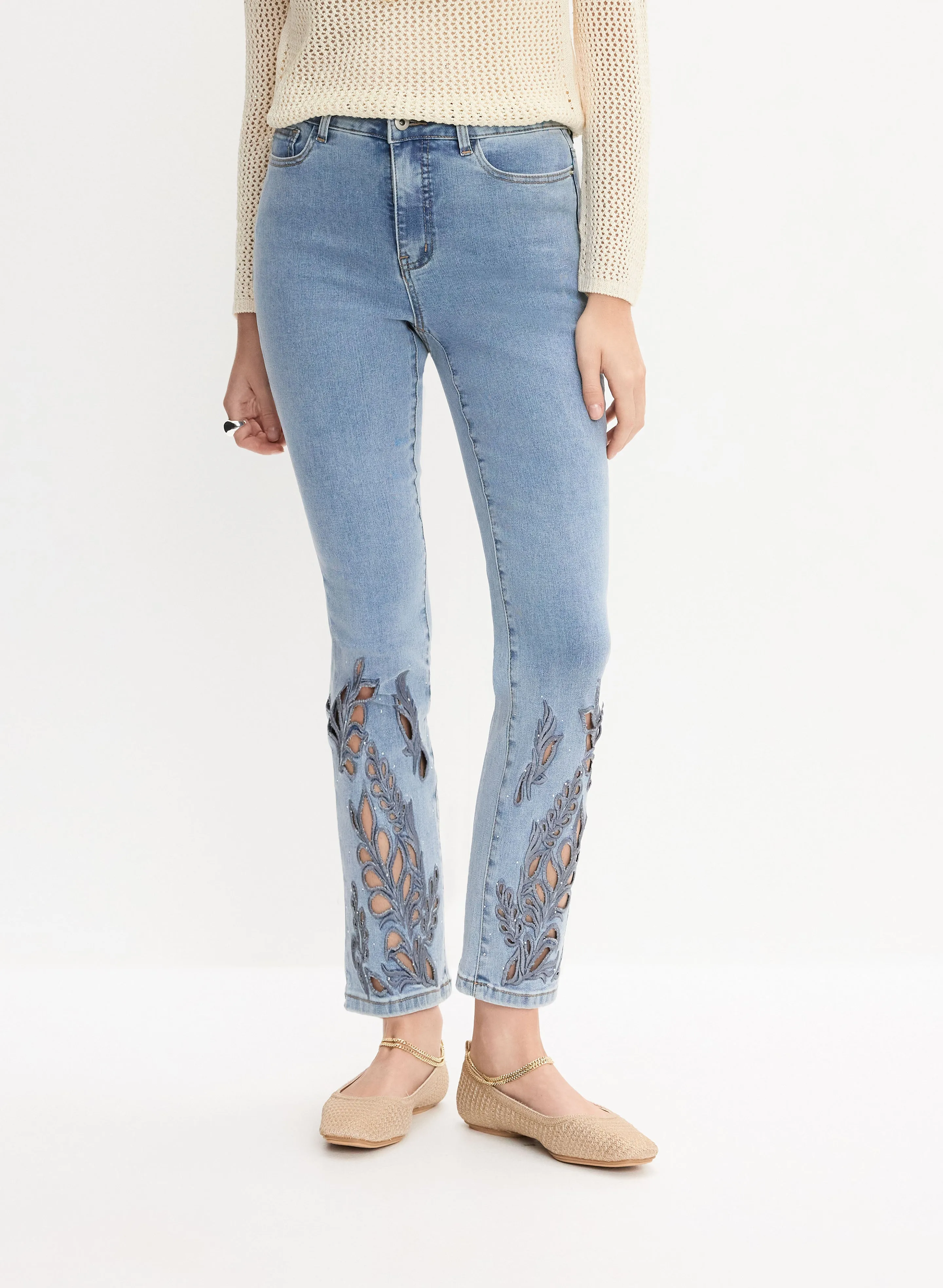 Embroidered Straight-Leg Jeans sold by Melanie Lyne