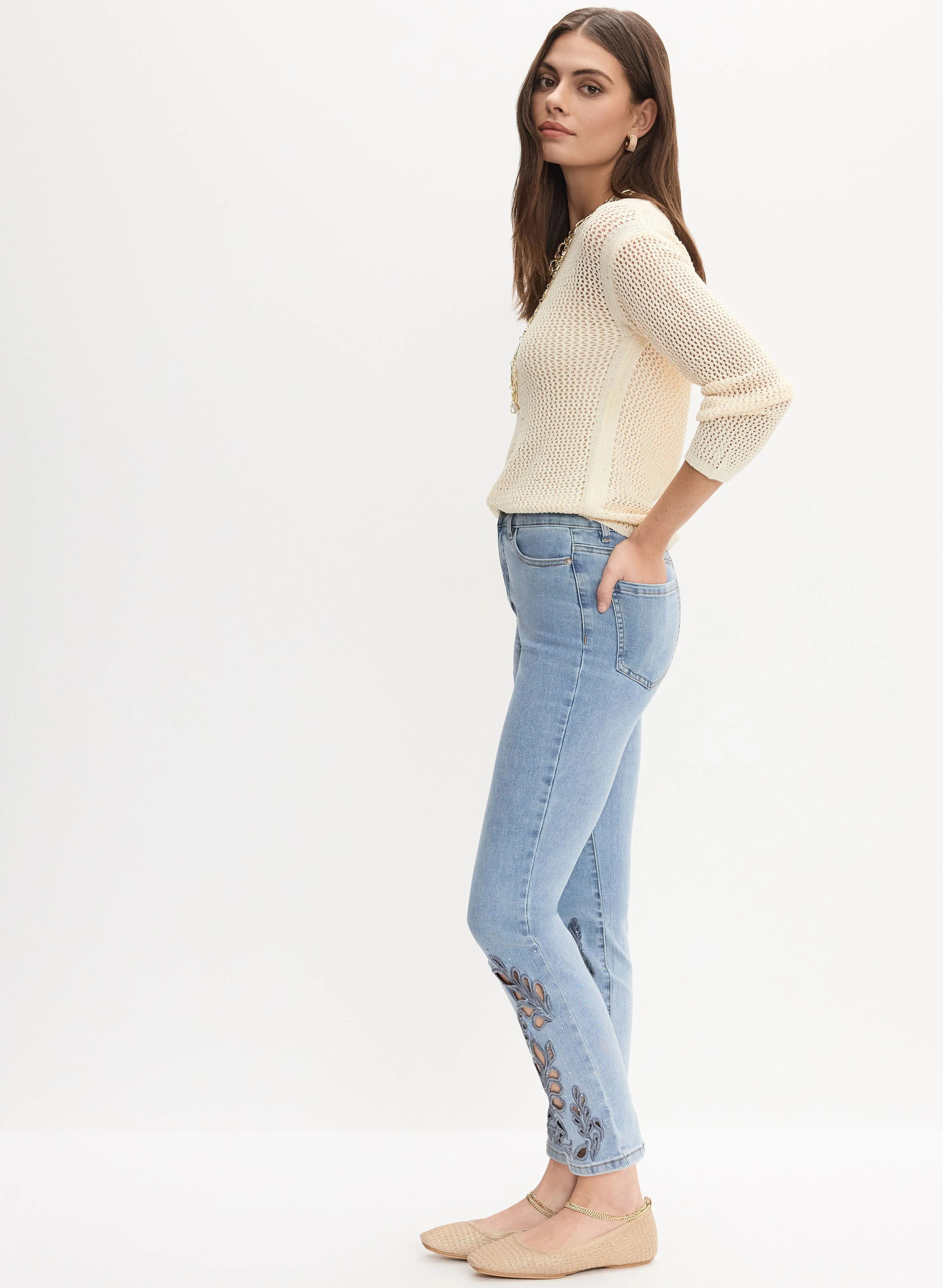 Embroidered Straight-Leg Jeans sold by Melanie Lyne product image thumbnail 2