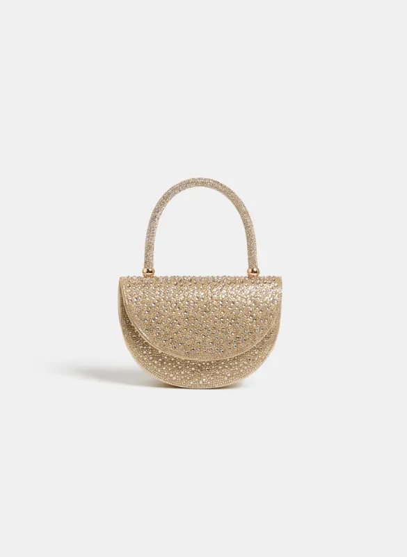Crystal Embellished Half Moon Clutch sold by Melanie Lyne