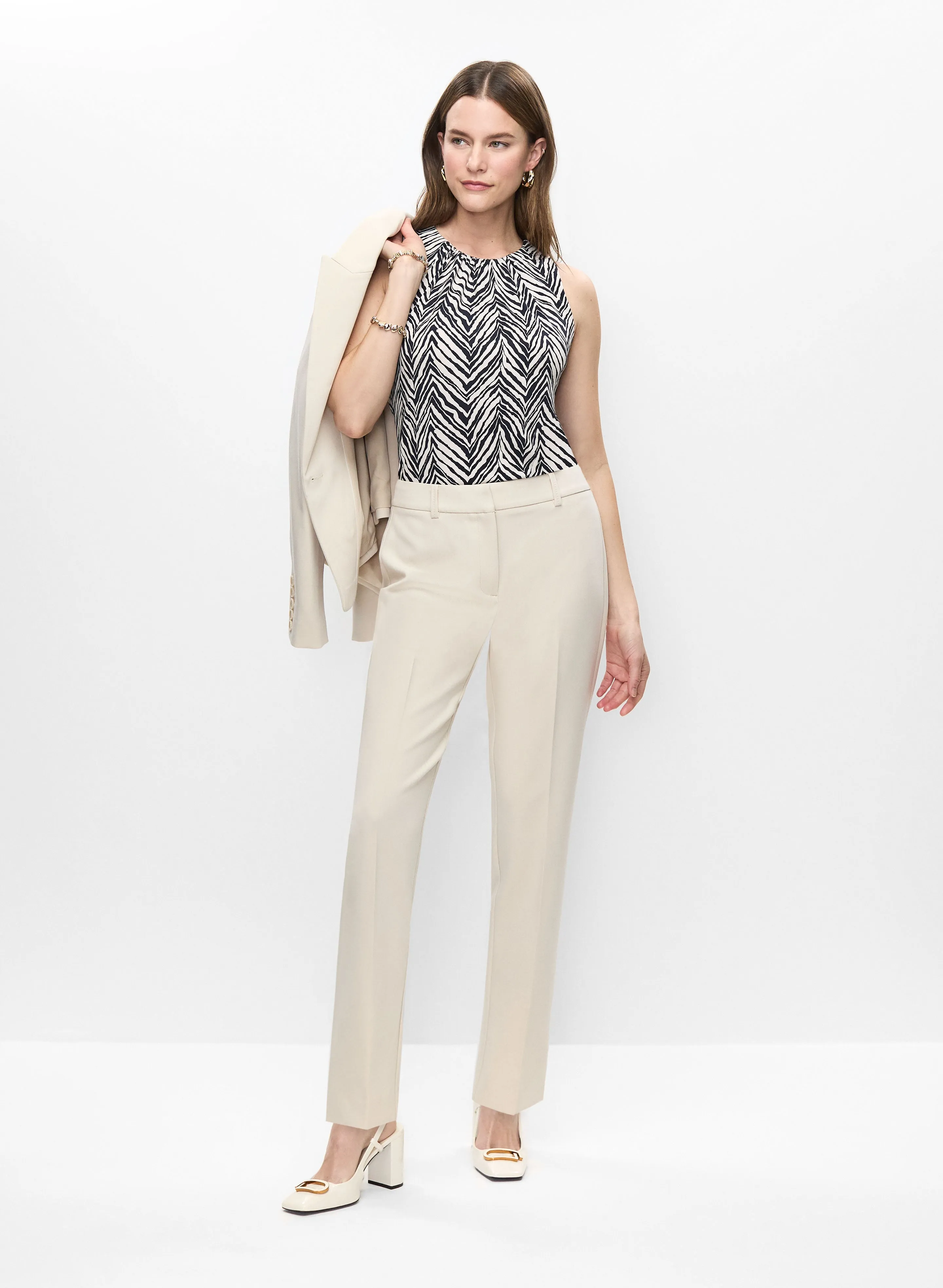 Button Detail Blazer, Chevron Motif Top & Slim Leg Pants sold by Melanie Lyne