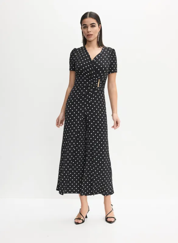Joseph Ribkoff - Wrap-Over Polka Dot Jumpsuit sold by Melanie Lyne