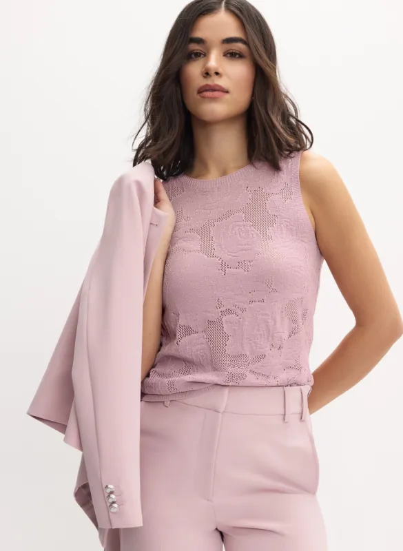 Sleeveless Open-Knit Rose Sweater sold by Melanie Lyne