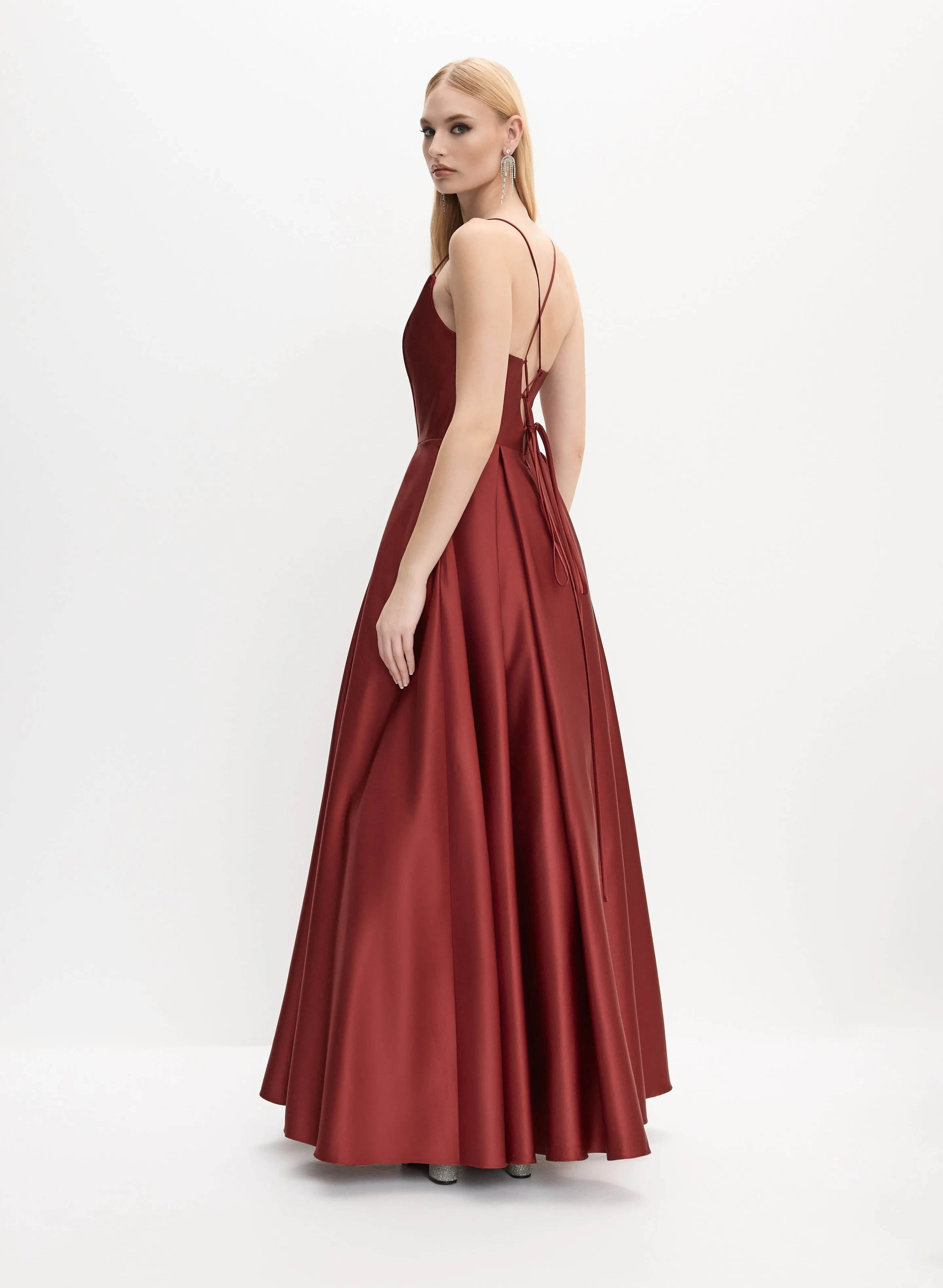 Satin Lace-Up Back Gown sold by Melanie Lyne product image thumbnail 4