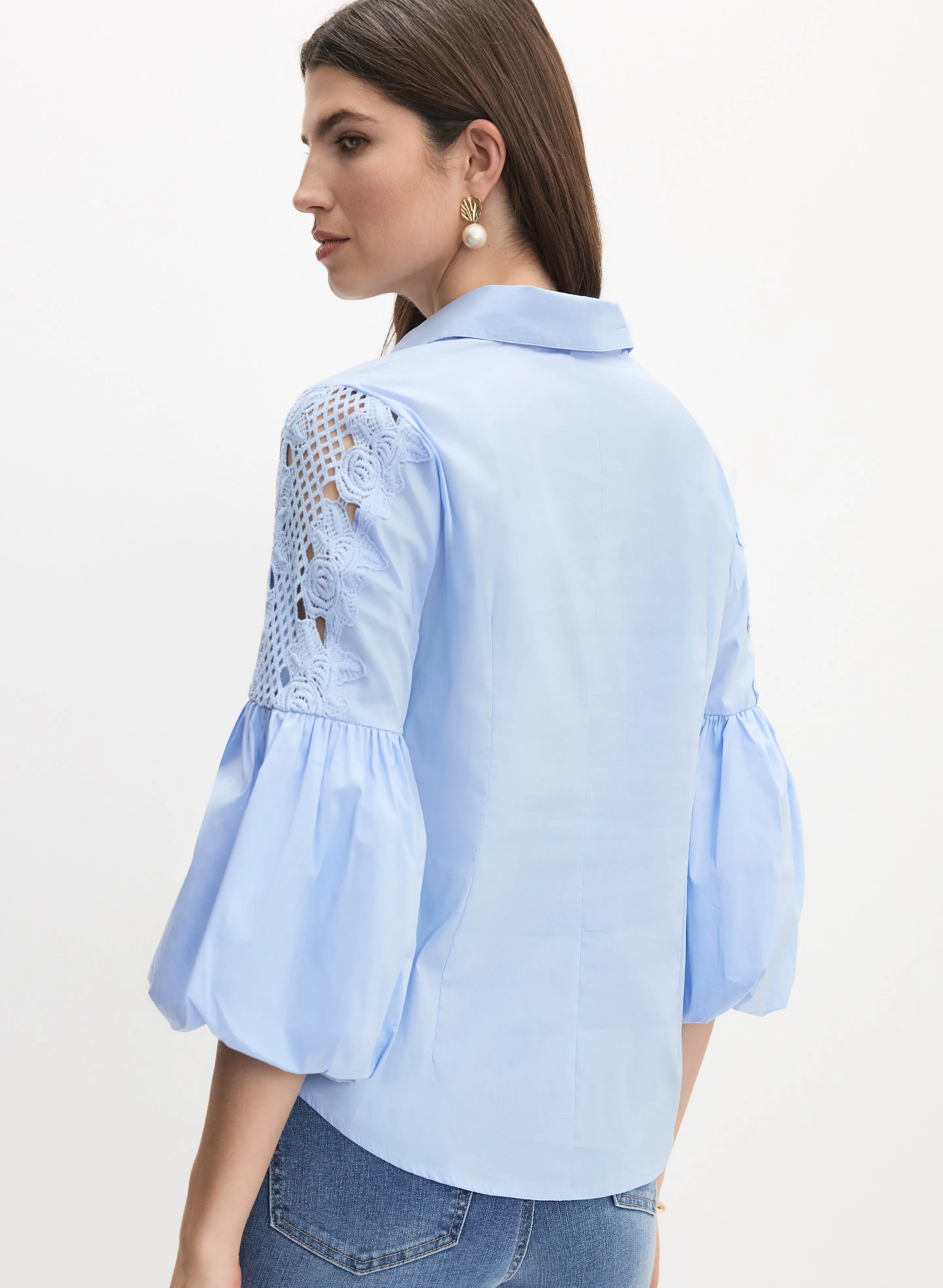 Crochet Balloon Sleeve Blouse sold by Melanie Lyne product image thumbnail 4