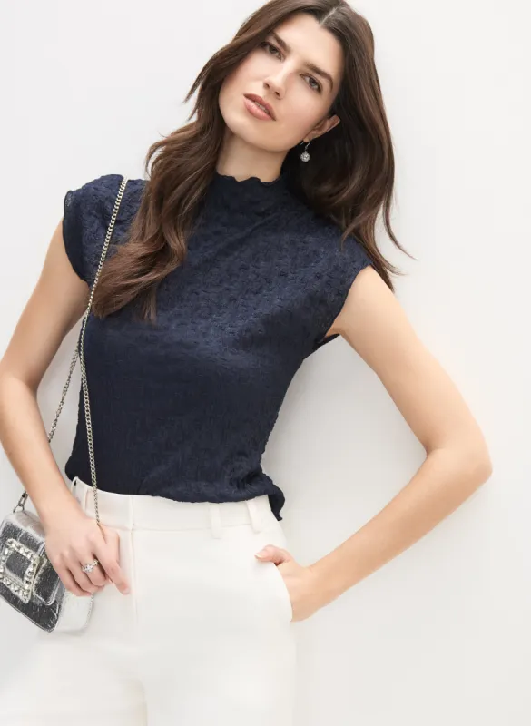 Crinkle Mock Neck Top sold by Melanie Lyne