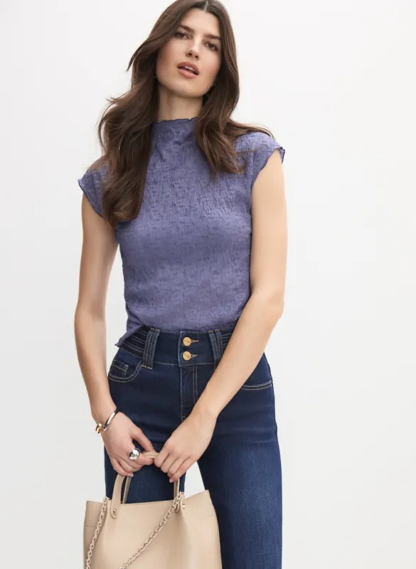 Crinkle Mock Neck Top sold by Melanie Lyne