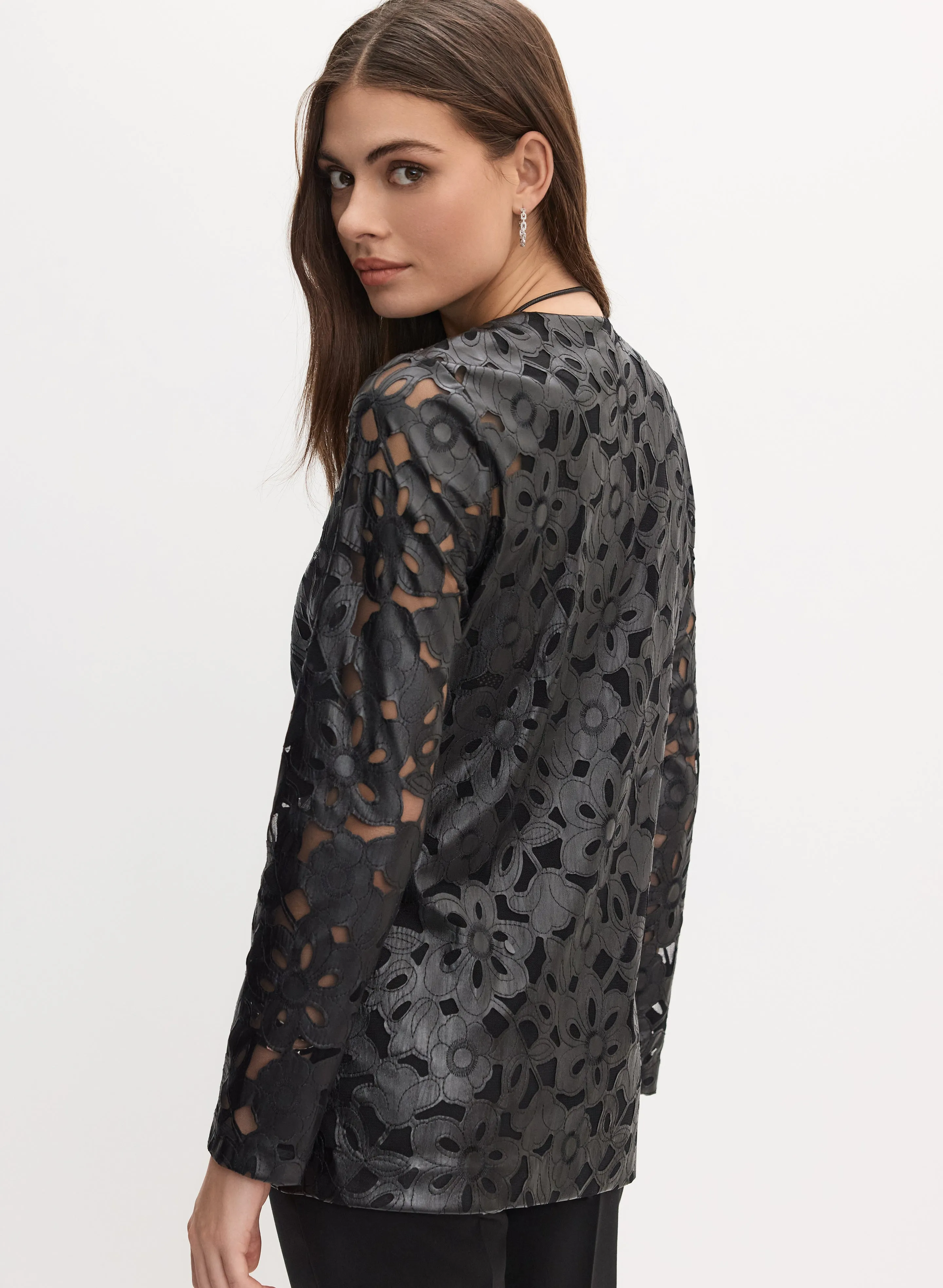 Floral Vegan Leather Jacket sold by Melanie Lyne product image thumbnail 4