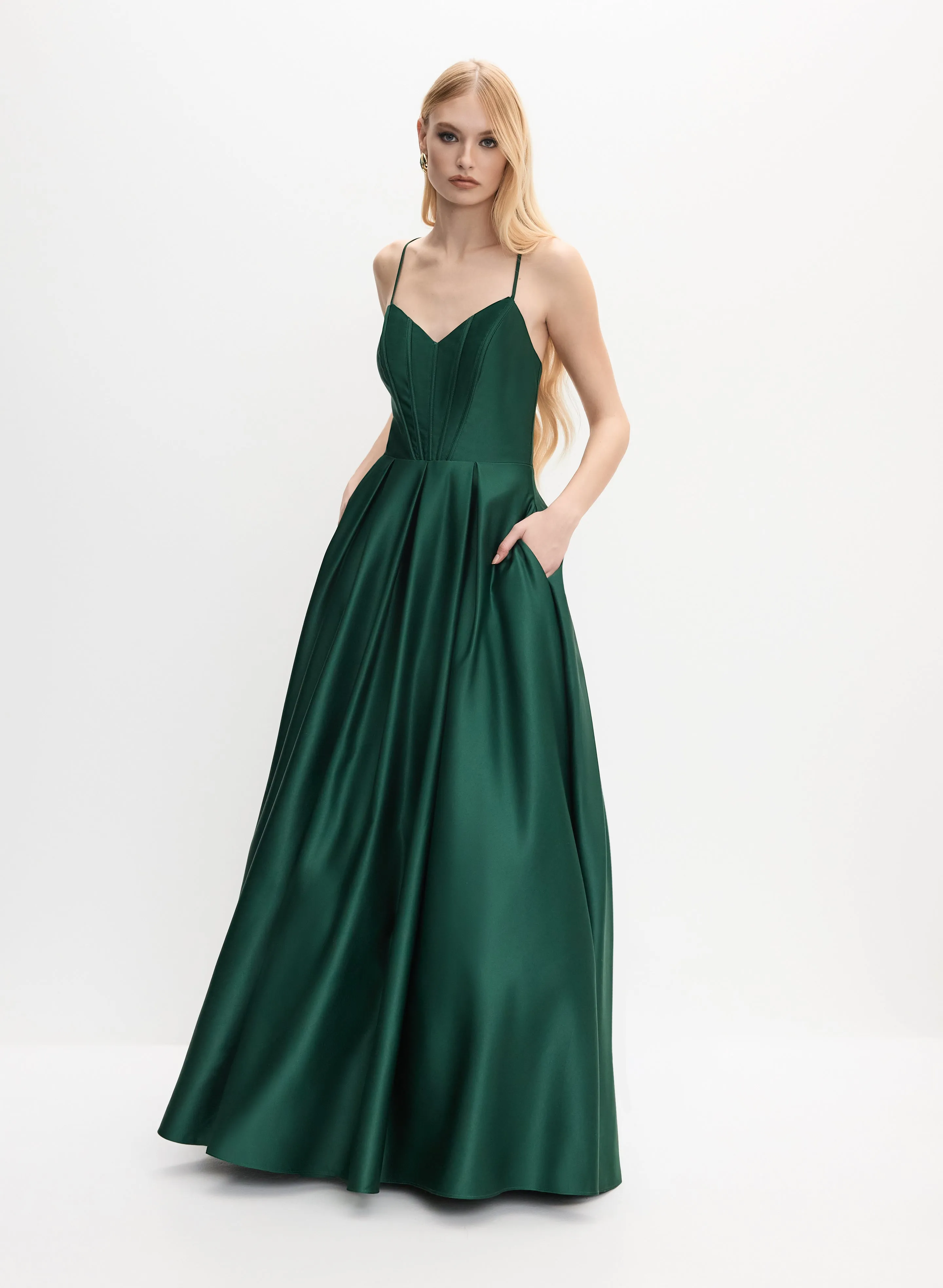 Satin Lace-Up Back Gown sold by Melanie Lyne