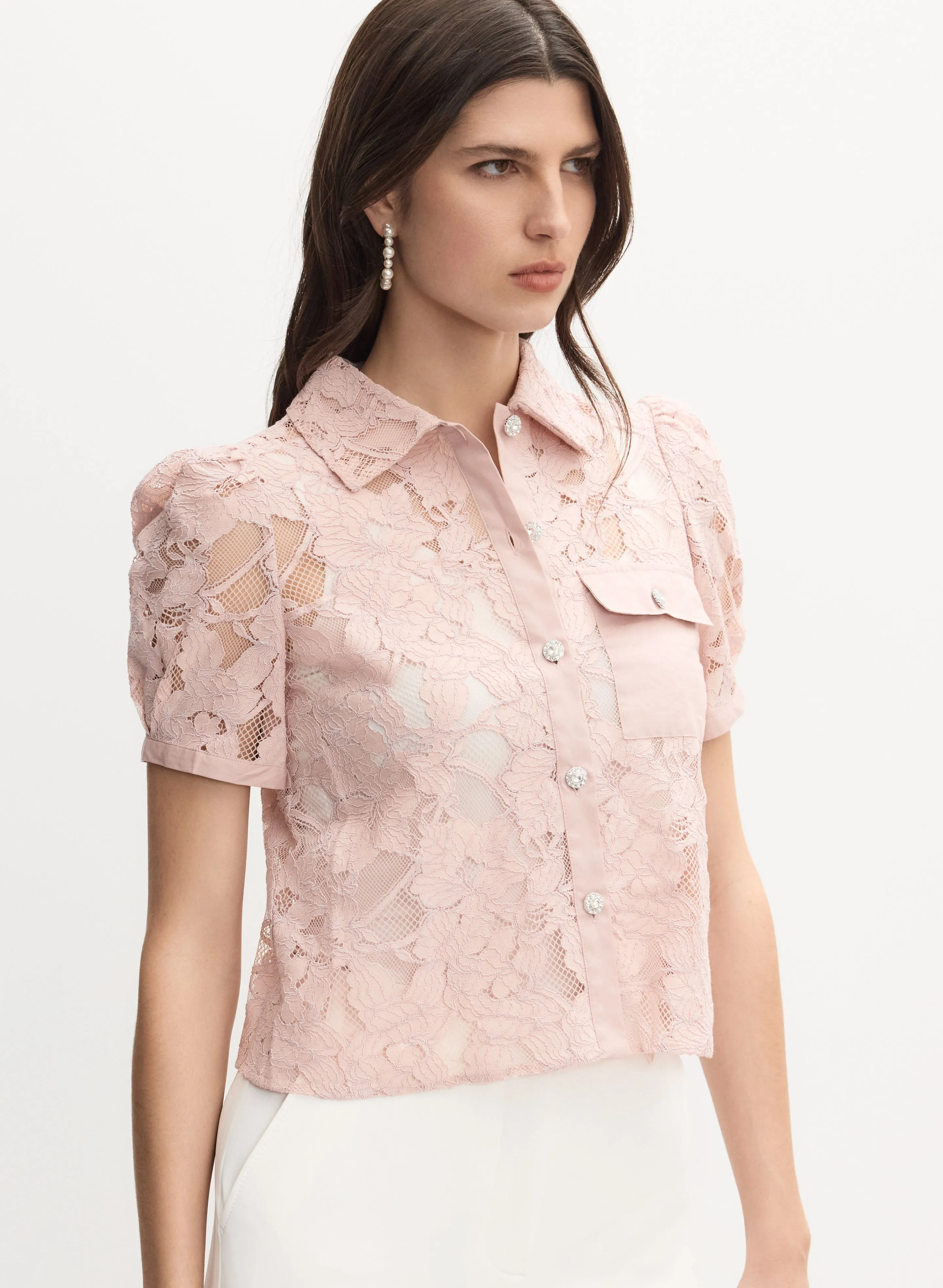 Pearl Button Lace Blouse sold by Melanie Lyne product image thumbnail 2