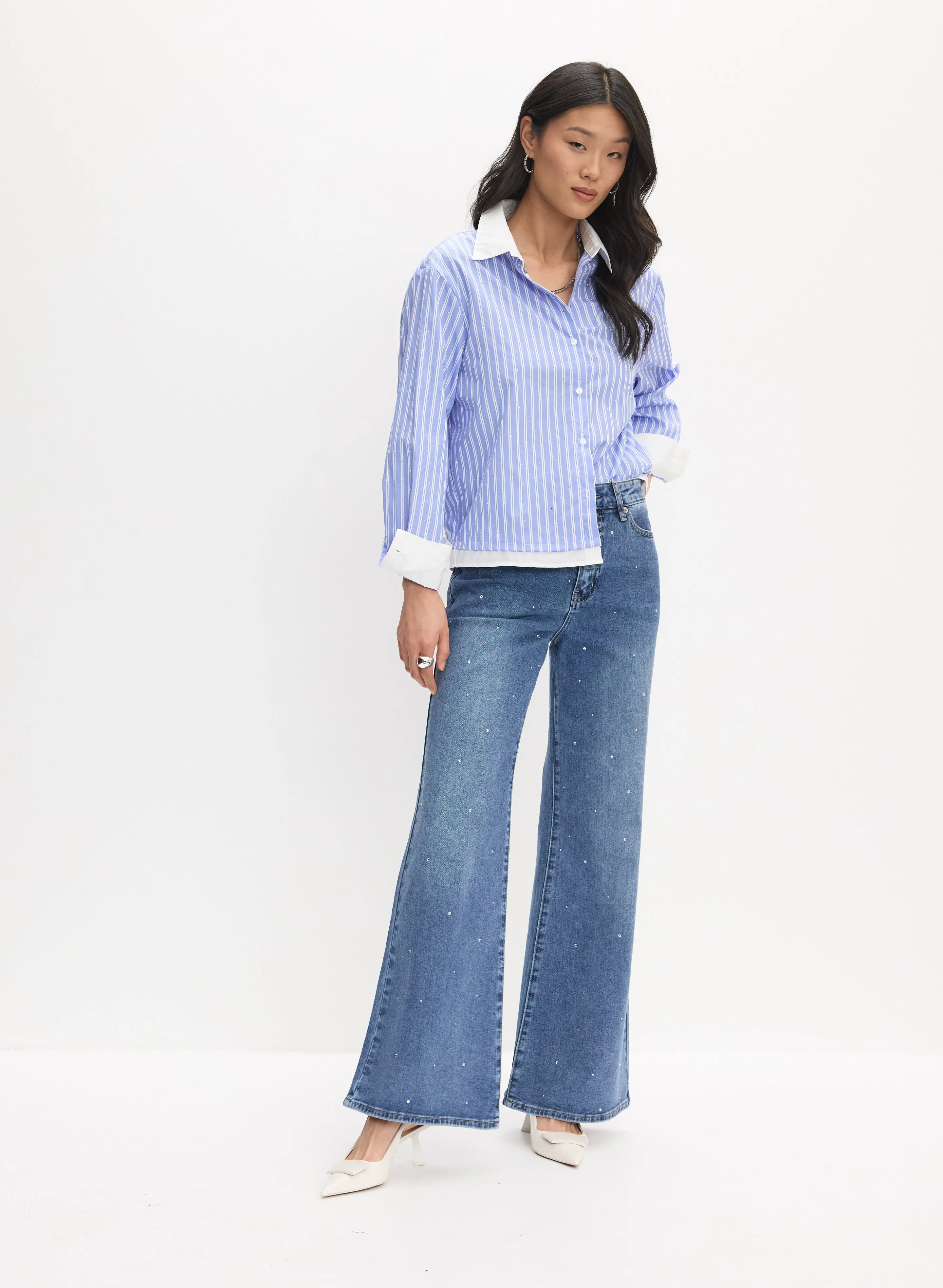 Rhinestone Pinstripe Blouse sold by Melanie Lyne product image thumbnail 3