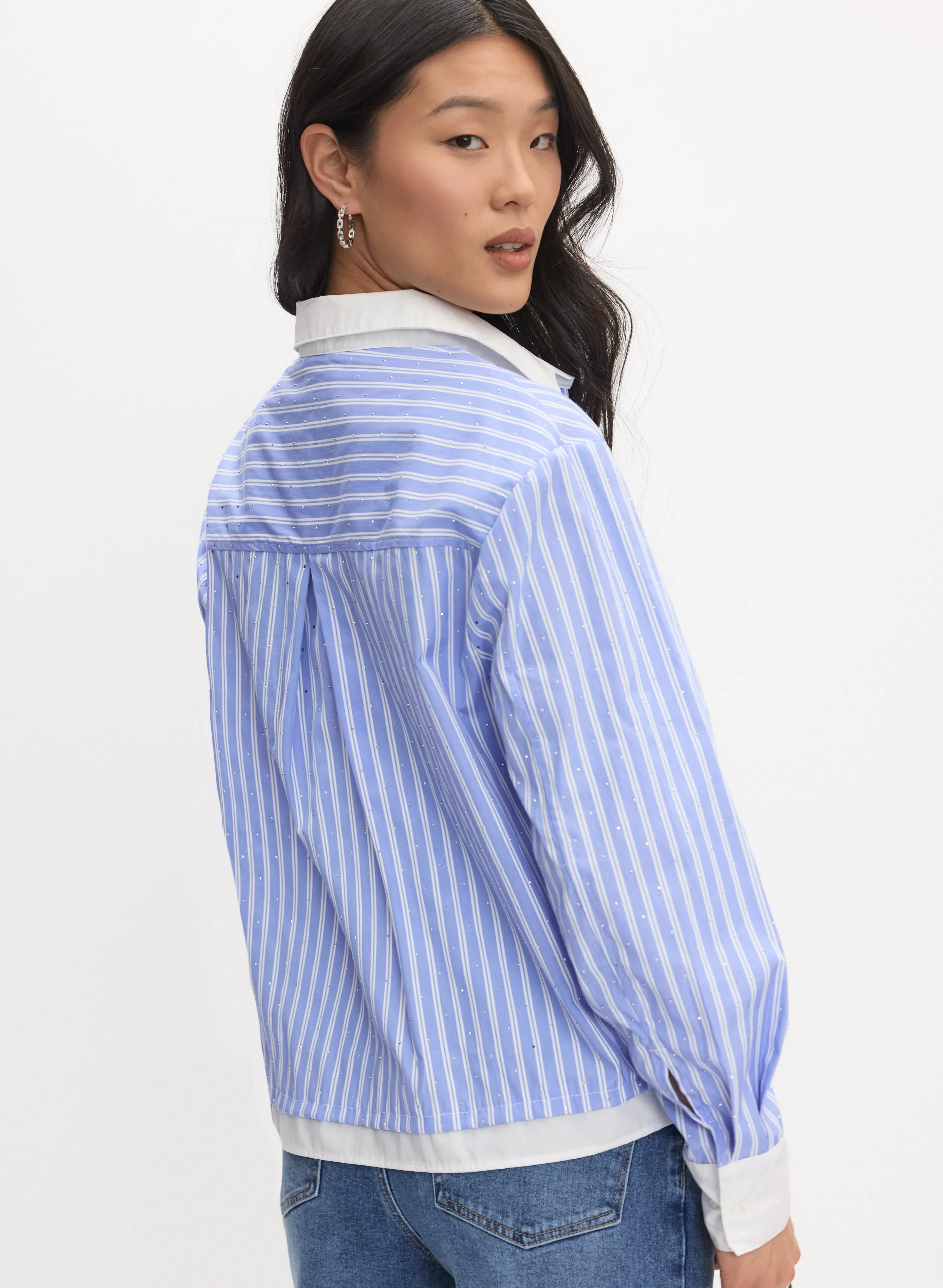 Rhinestone Pinstripe Blouse sold by Melanie Lyne product image thumbnail 4