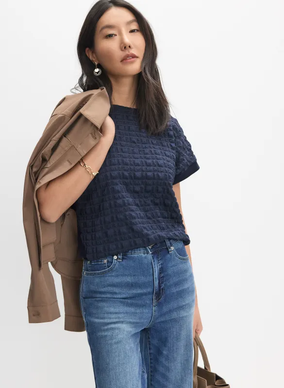 Joseph Ribkoff - Grid Textured Bubble Knit Top sold by Melanie Lyne