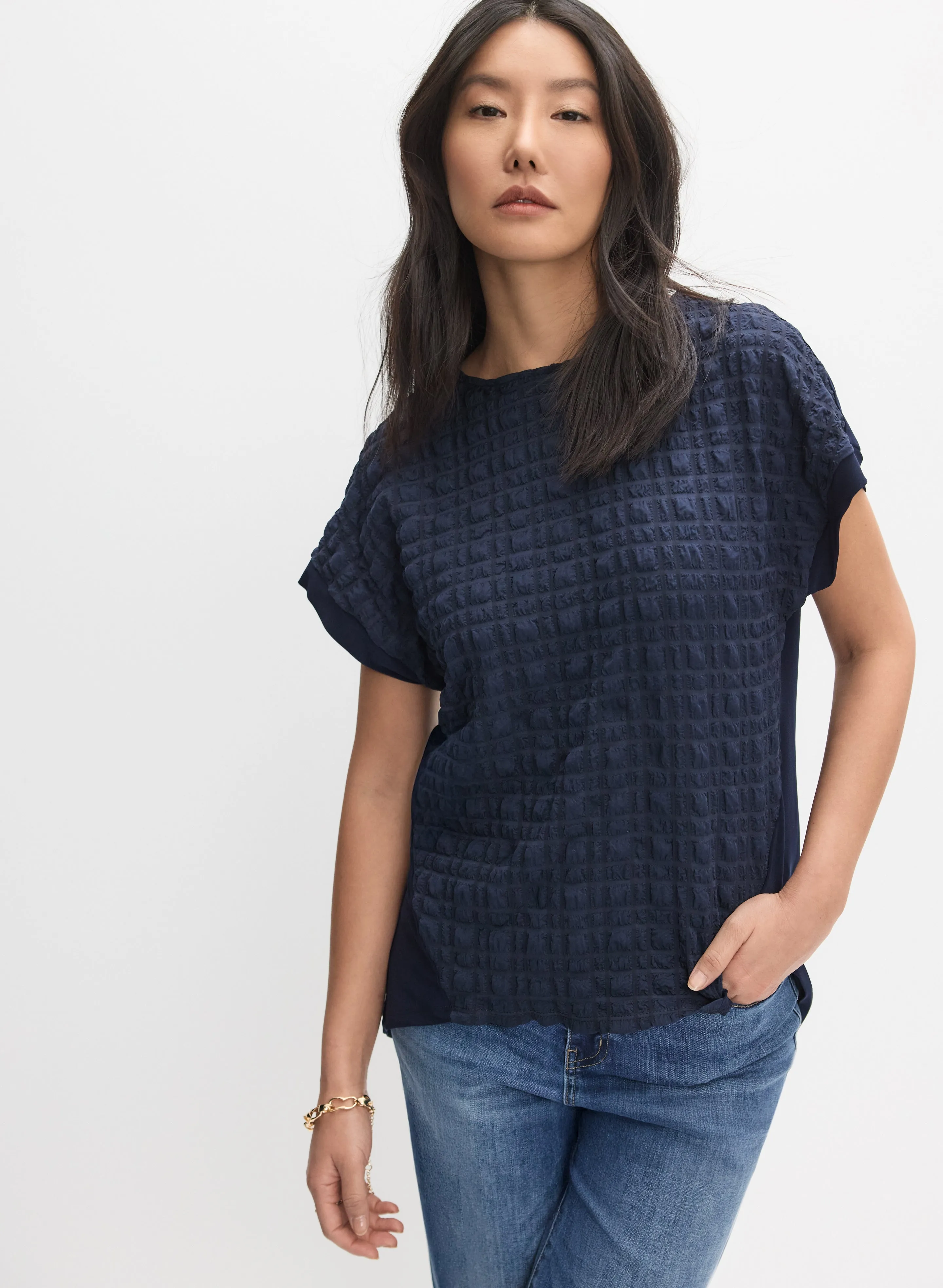 Joseph Ribkoff - Grid Textured Bubble Knit Top sold by Melanie Lyne product image thumbnail 4