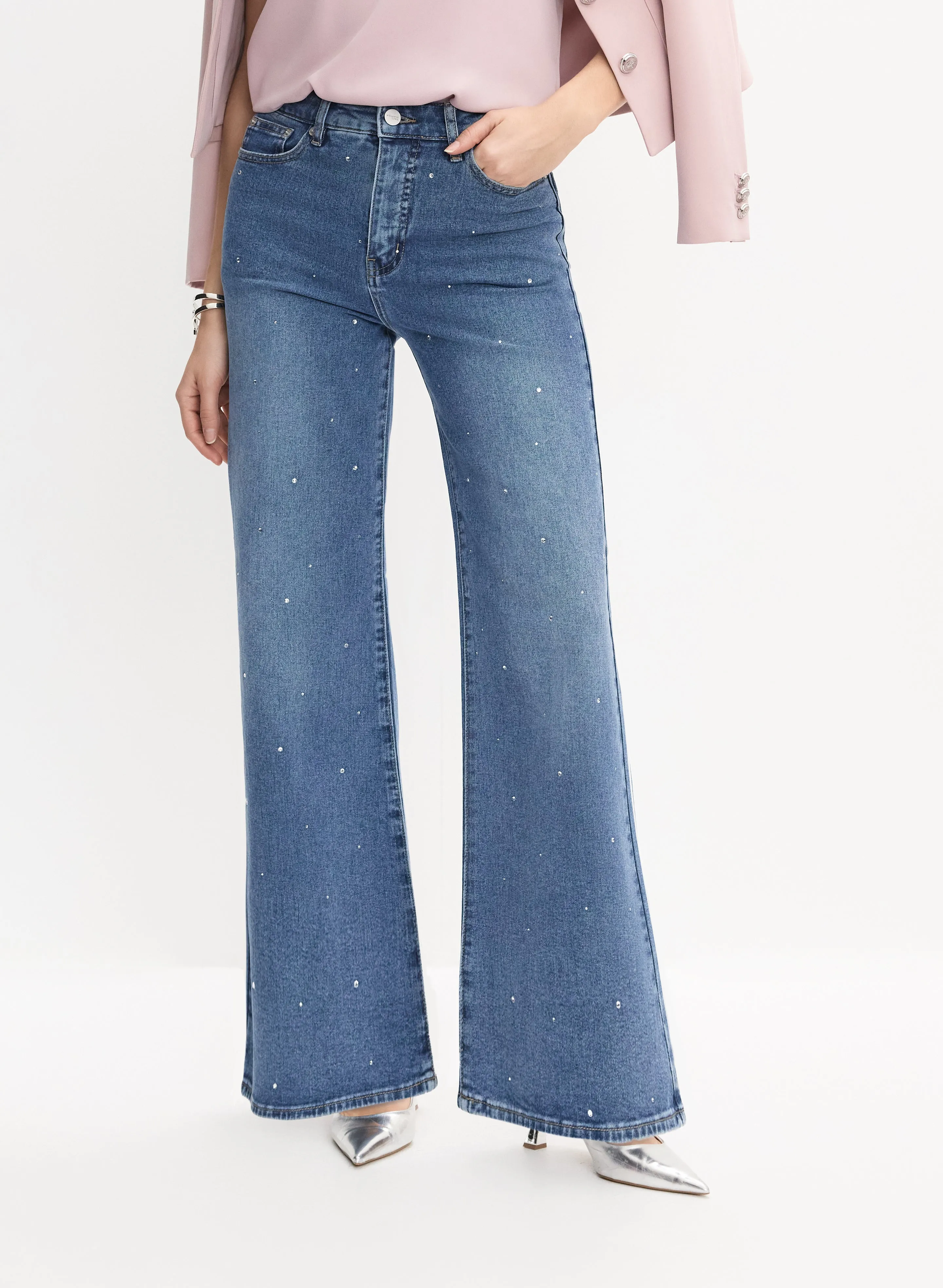 Rhinestone Wide-Leg Jeans sold by Melanie Lyne