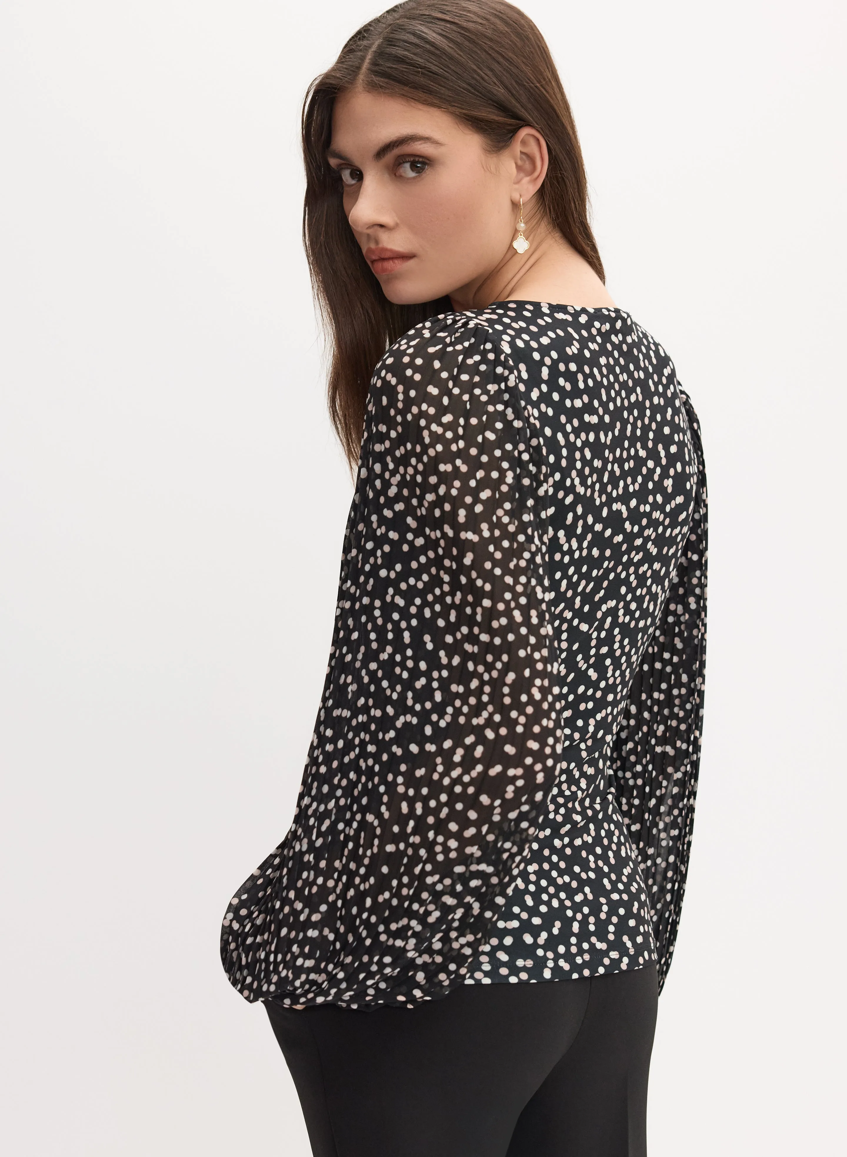 Polka Dot Plisse Sleeve Top sold by Melanie Lyne product image thumbnail 2