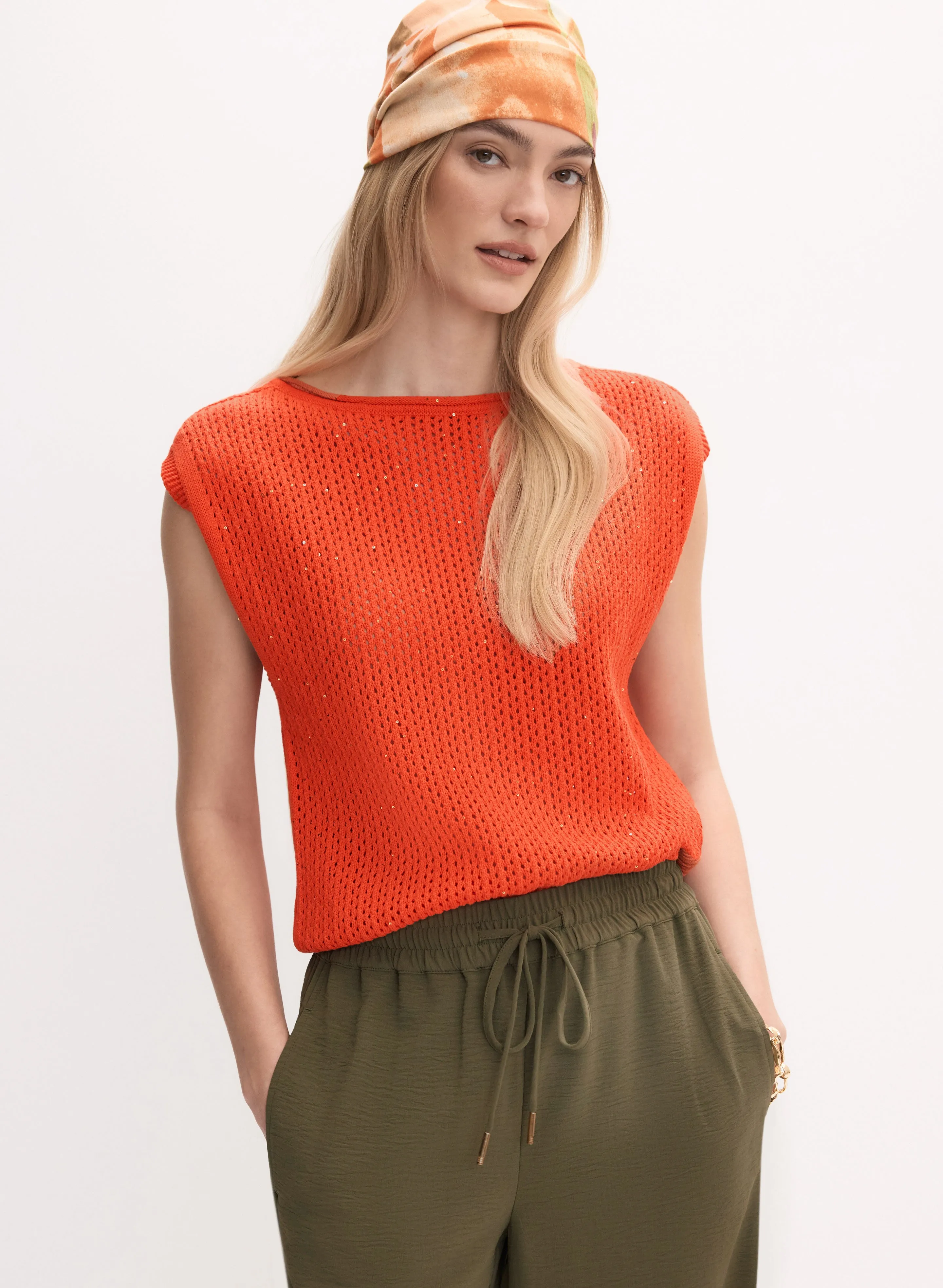 Sleeveless Open-Knit Sweater sold by Melanie Lyne