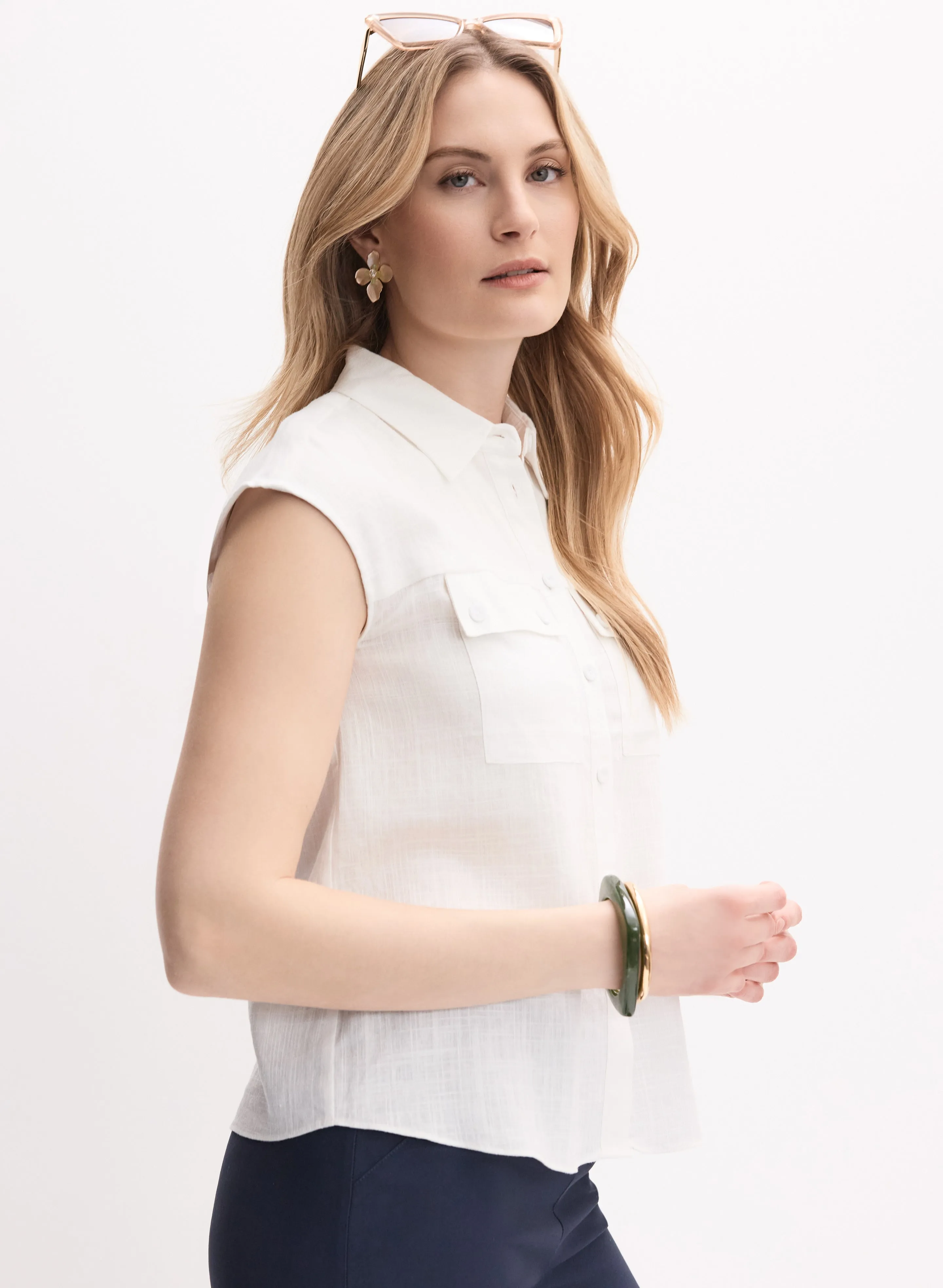 Sleeveless Button-Down Blouse sold by Melanie Lyne product image thumbnail 2