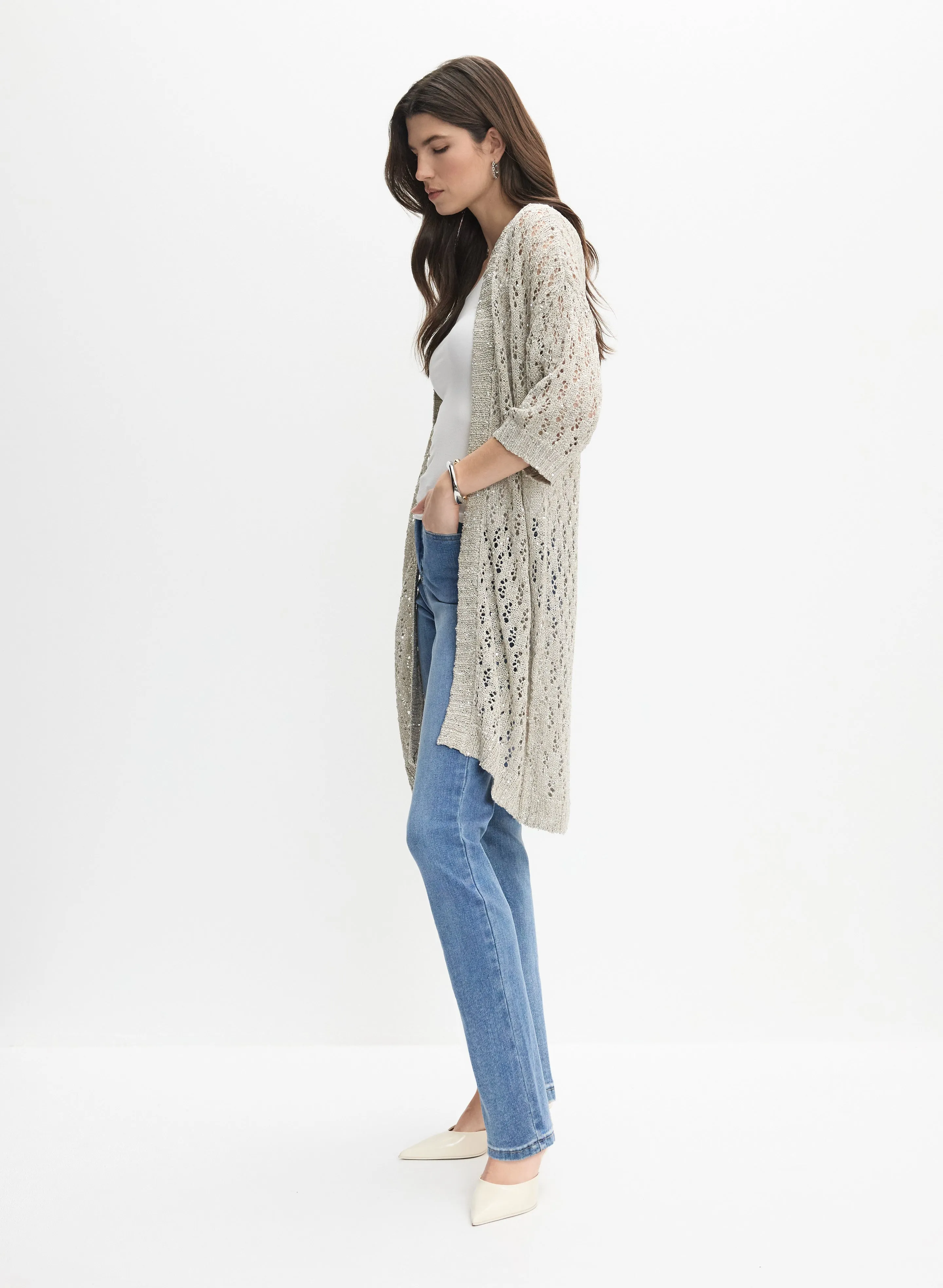 Joseph Ribkoff - Long Open Weave Cardigan sold by Melanie Lyne product image thumbnail 3