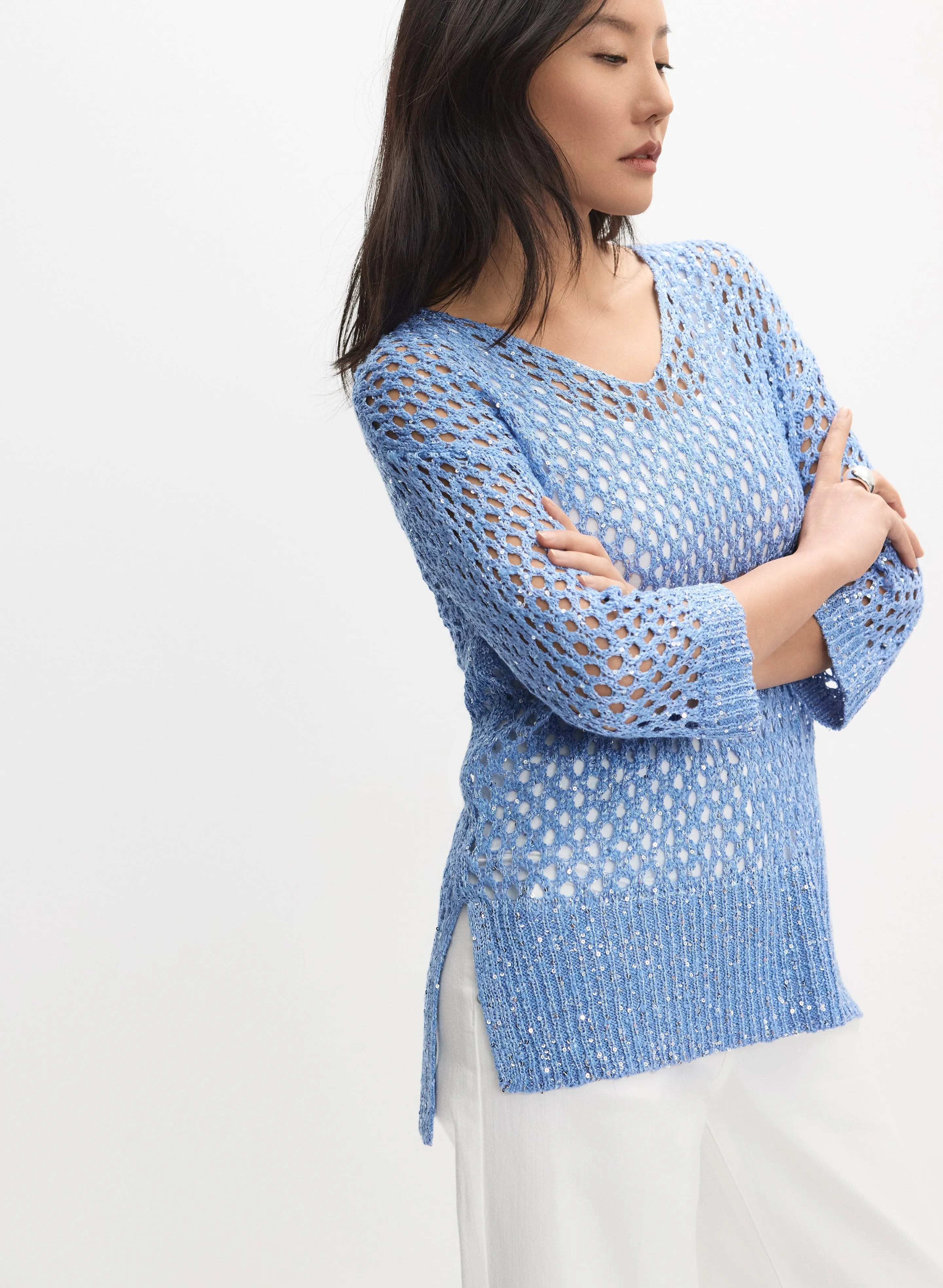 Open Knit Sequin Sweater sold by Melanie Lyne product image thumbnail 2