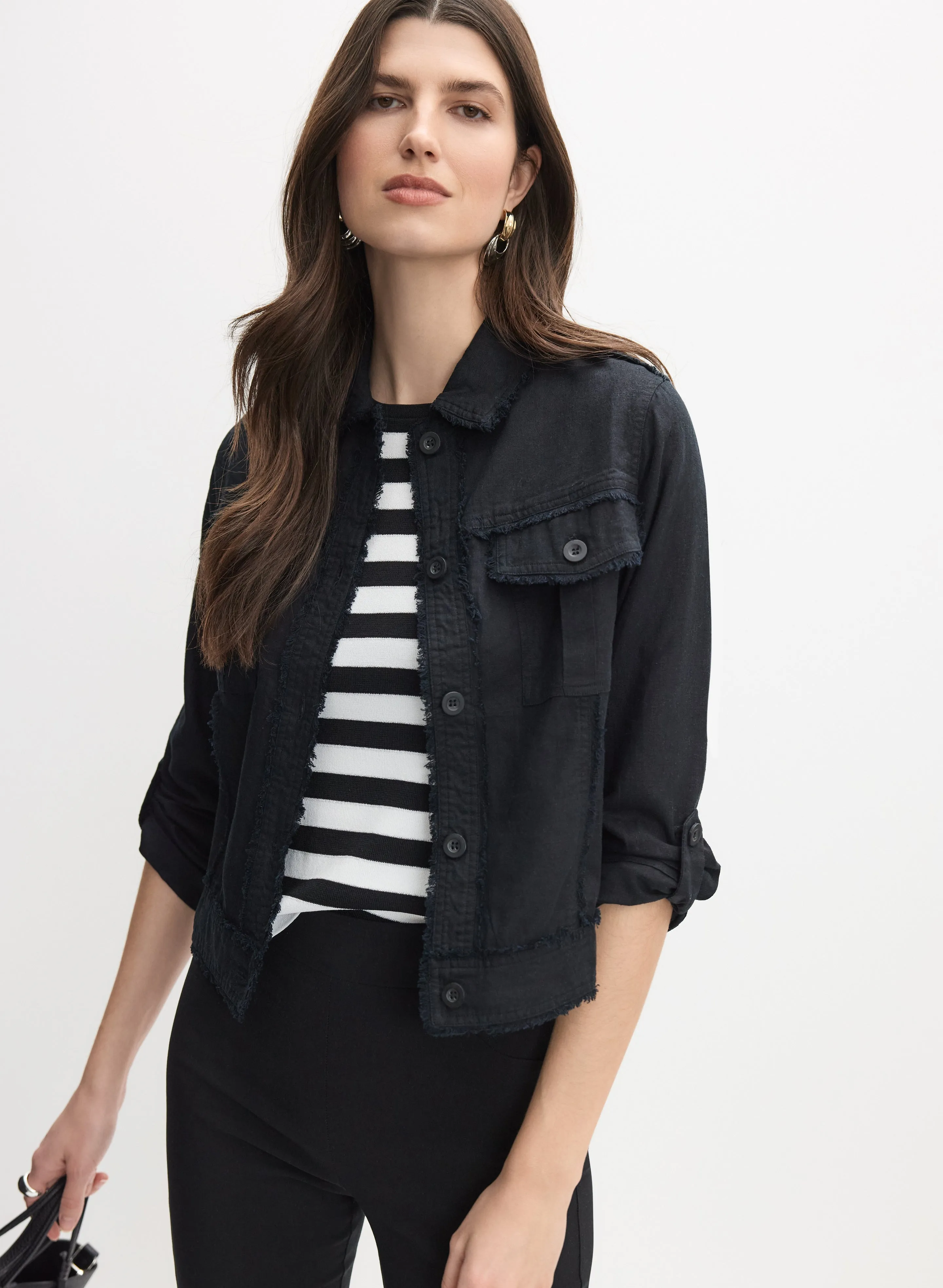 Frayed Linen-Blend Jacket sold by Melanie Lyne