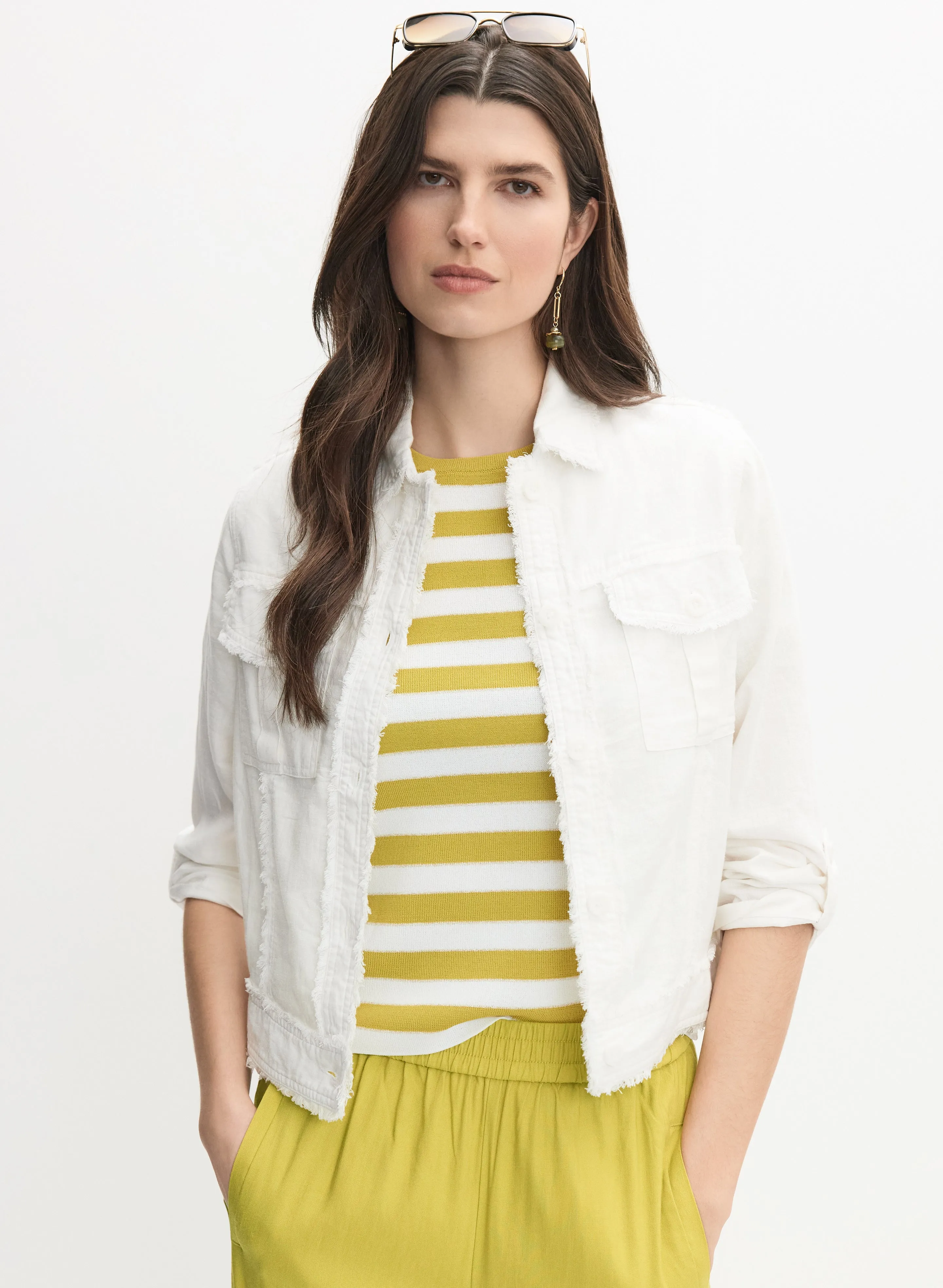 Frayed Linen-Blend Jacket sold by Melanie Lyne