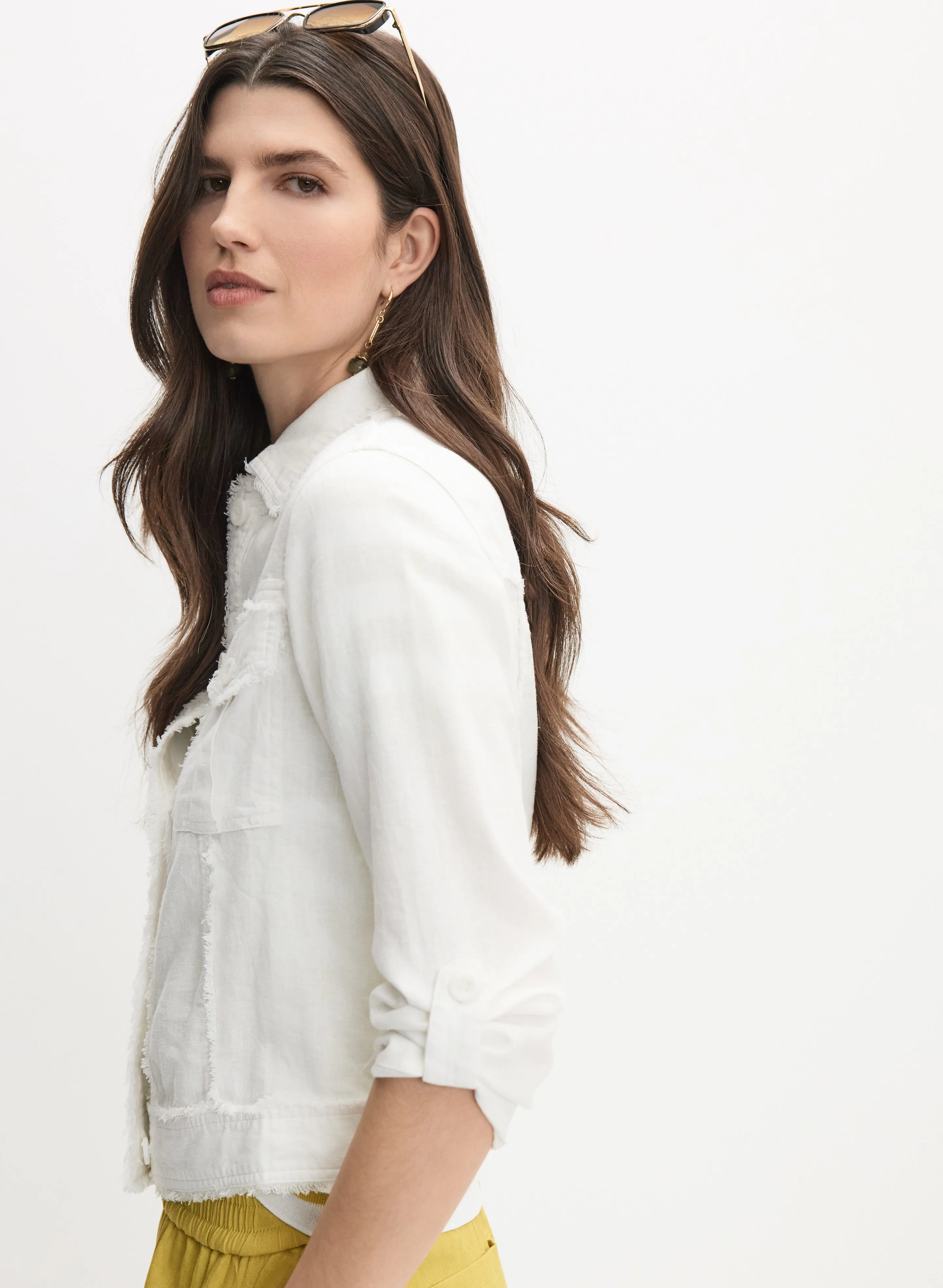 Frayed Linen-Blend Jacket sold by Melanie Lyne product image thumbnail 5