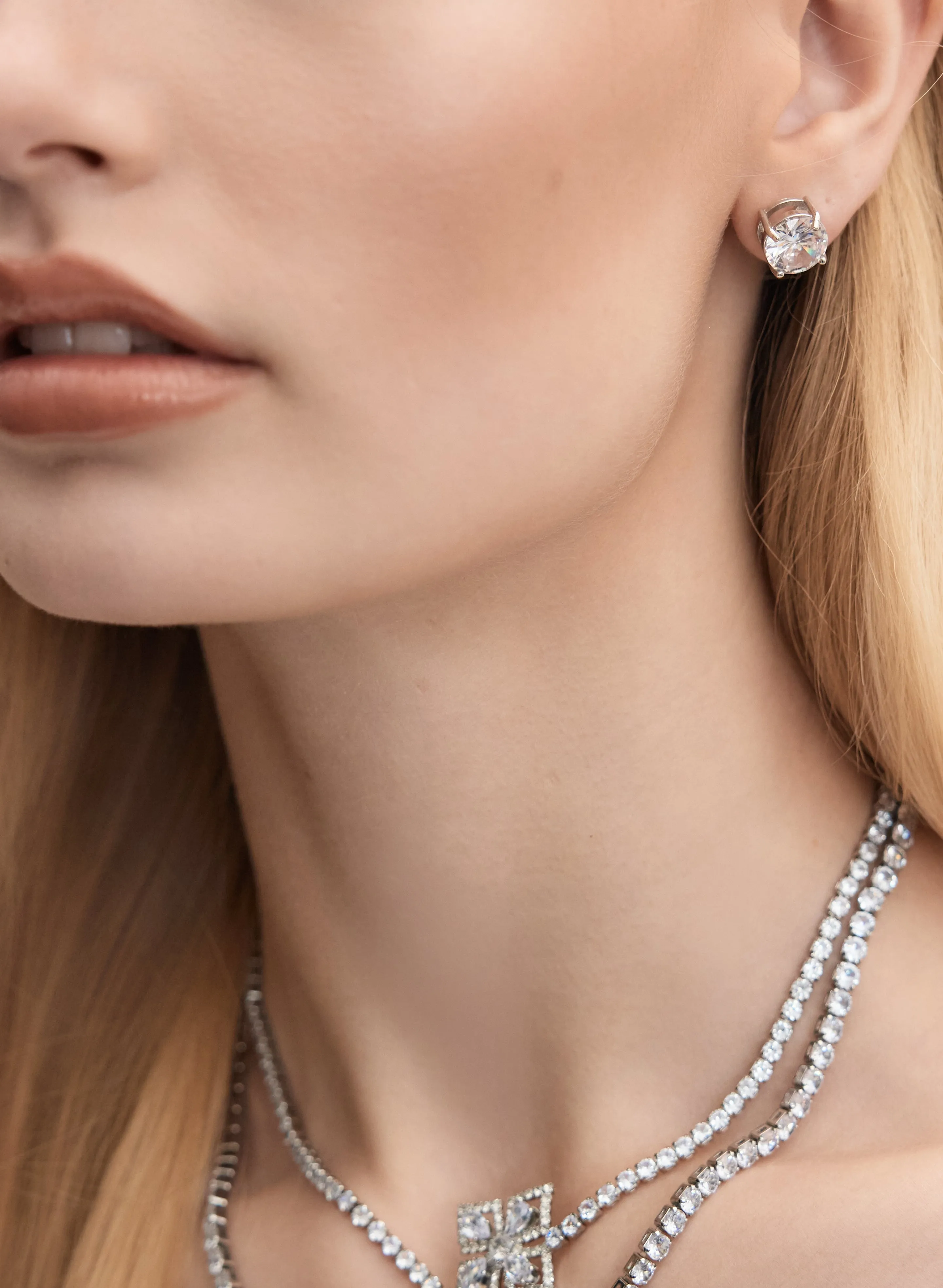 Cubic Zirconia Button Earrings sold by Melanie Lyne product image thumbnail 2