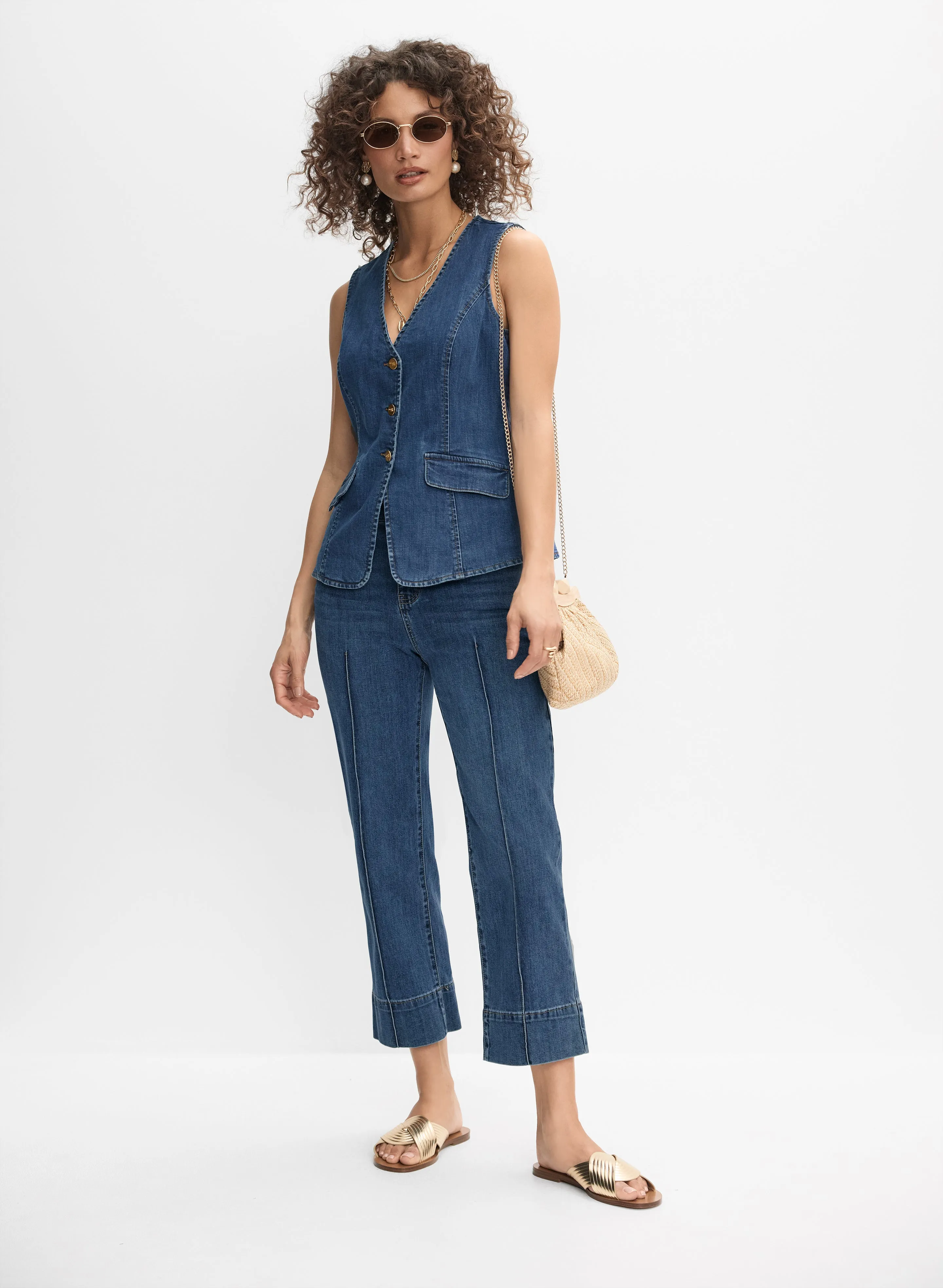 Denim Button-Down Vest sold by Melanie Lyne product image thumbnail 3