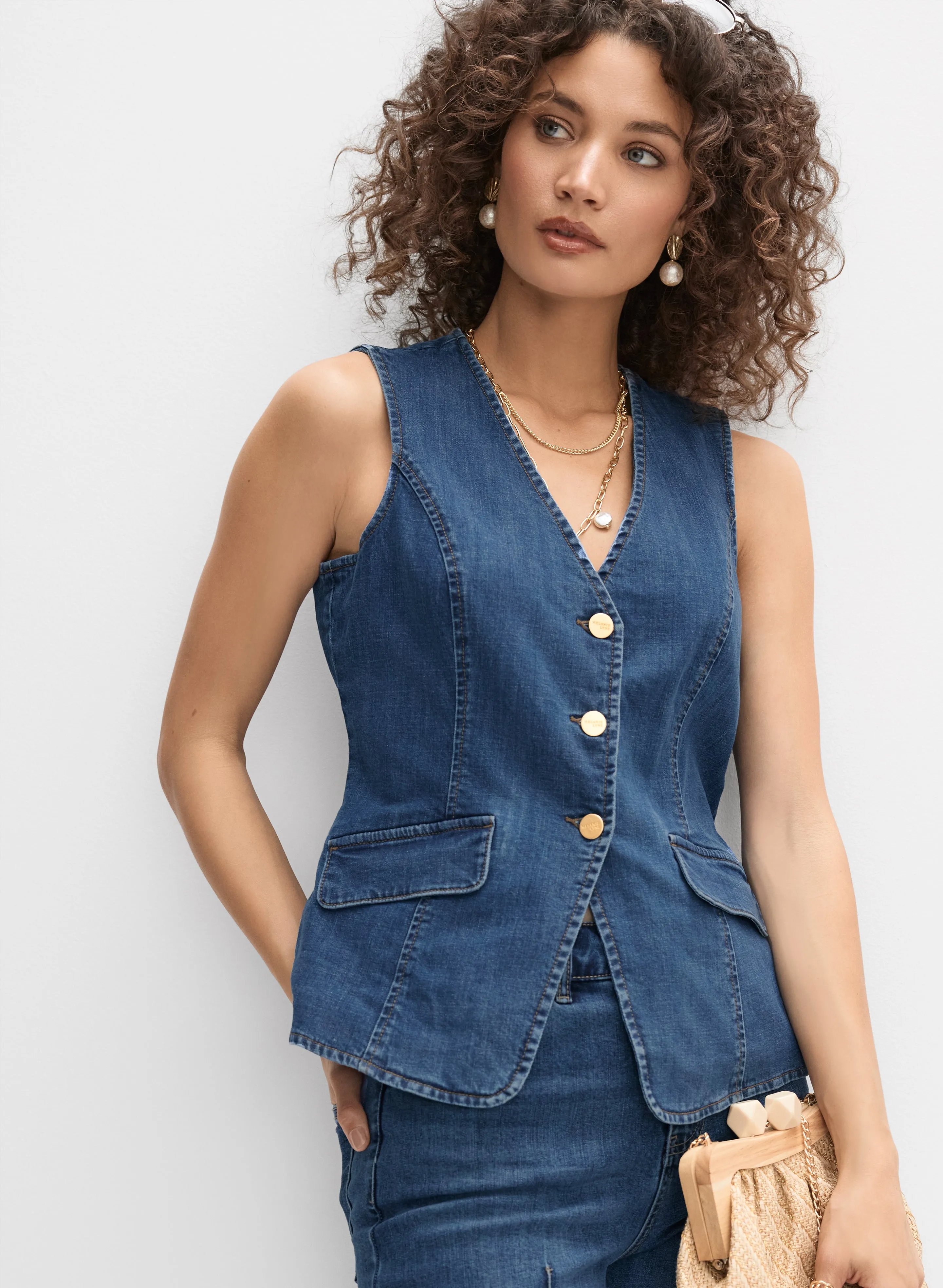 Denim Button-Down Vest sold by Melanie Lyne product image thumbnail 5