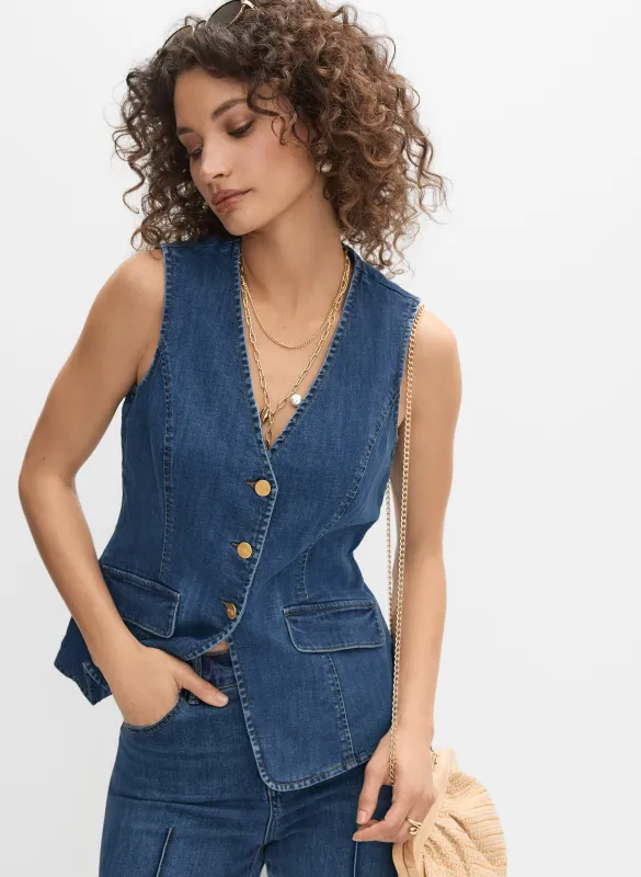 Denim Button-Down Vest sold by Melanie Lyne