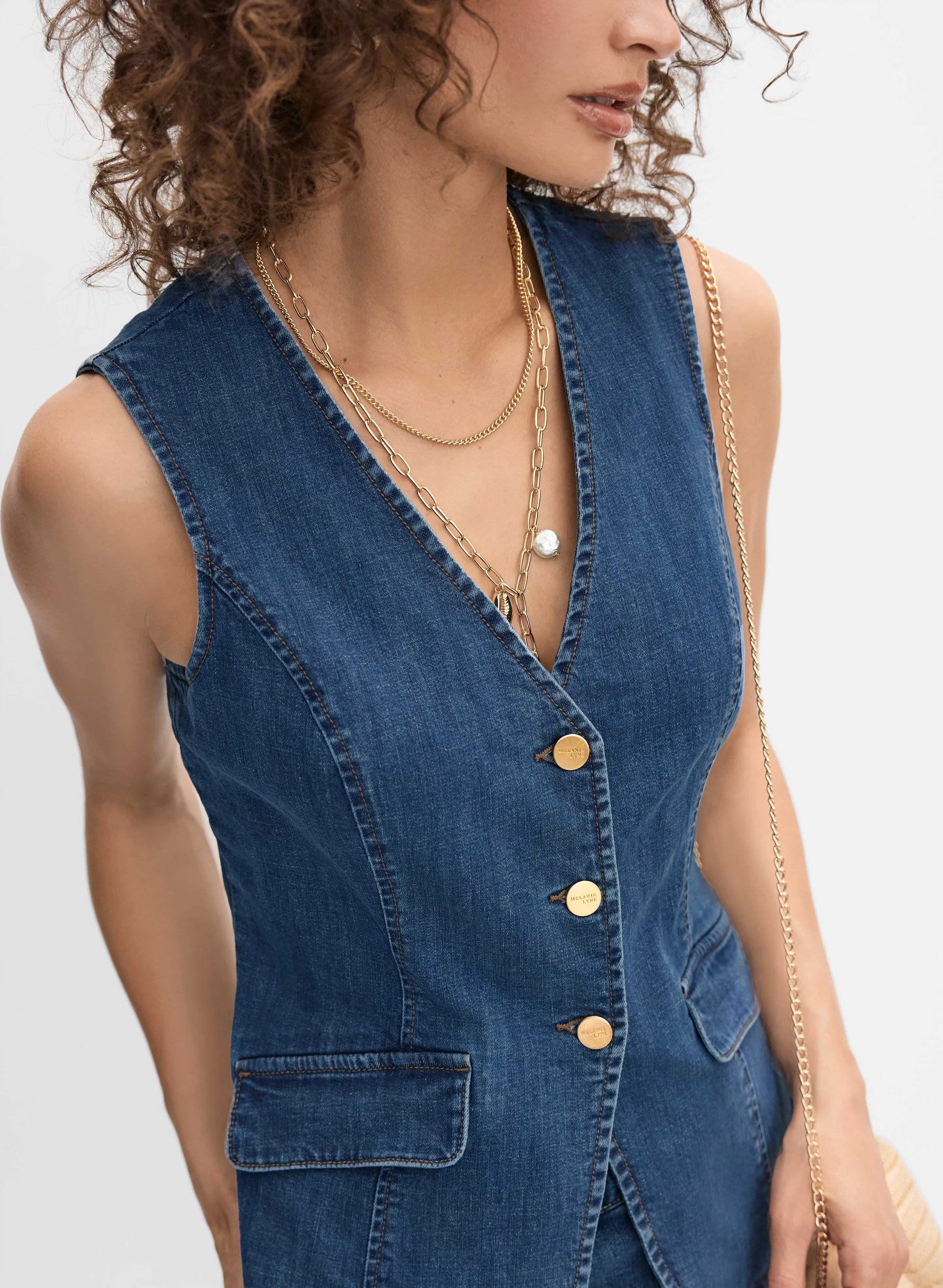 Denim Button-Down Vest sold by Melanie Lyne product image thumbnail 4