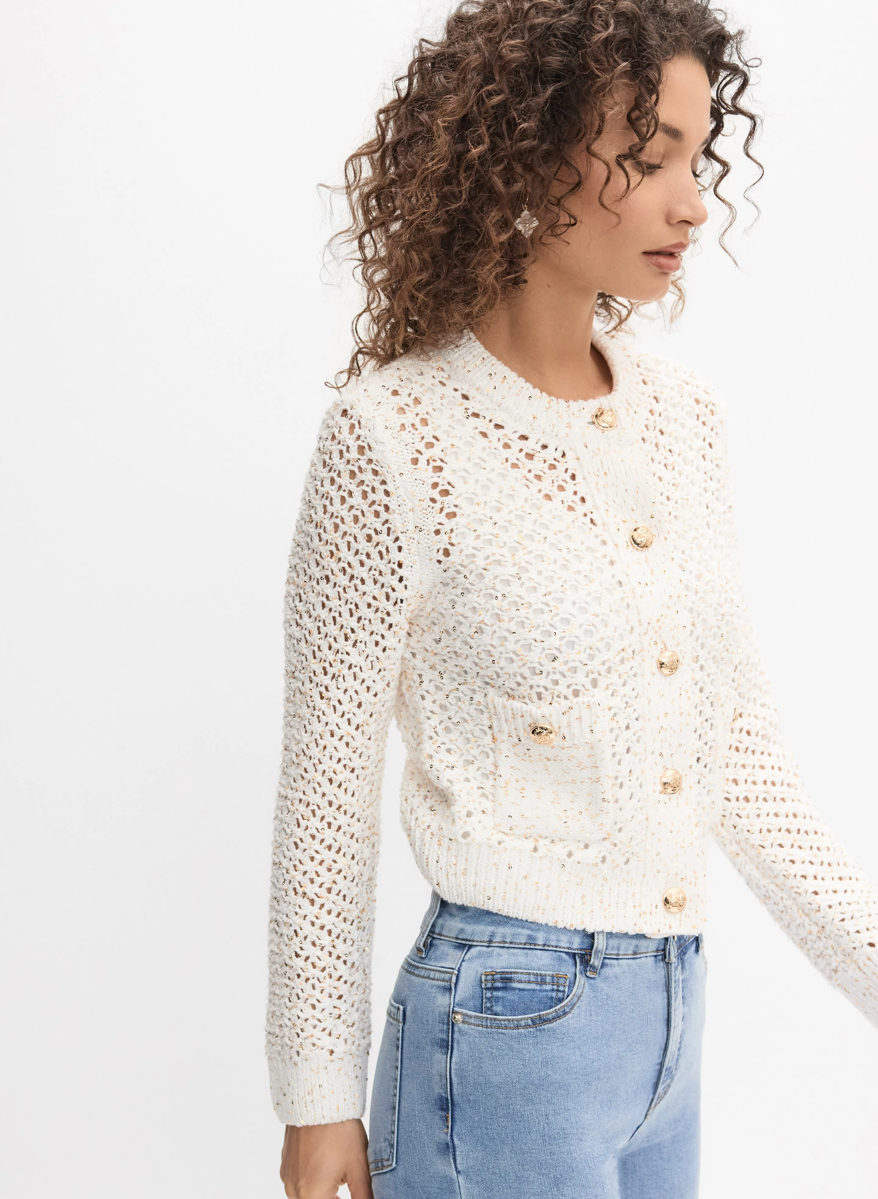 Joseph Ribkoff - Sequined Open-Weave Cardigan sold by Melanie Lyne product image thumbnail 2