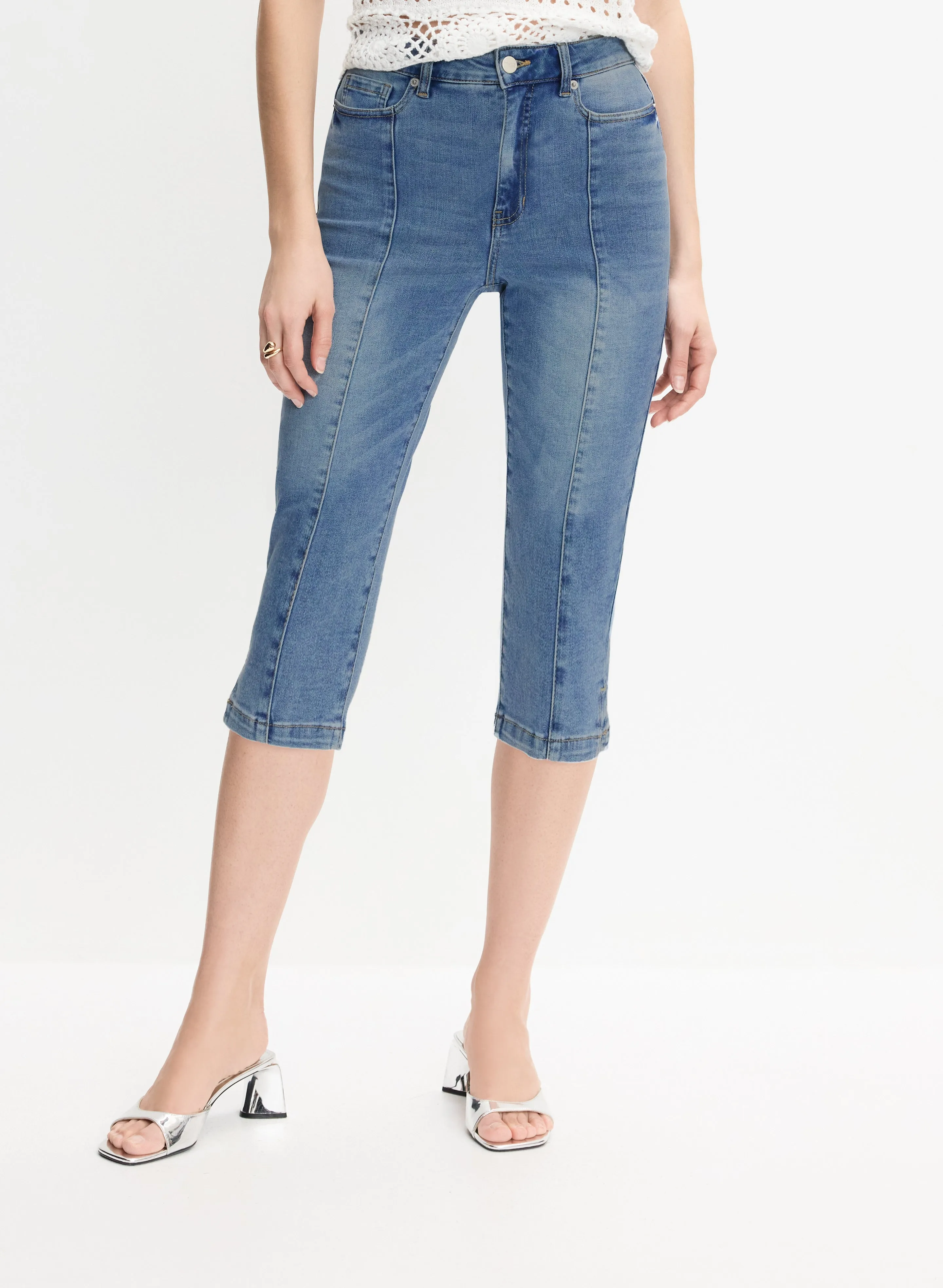 Denim Slim-Leg Capris sold by Melanie Lyne