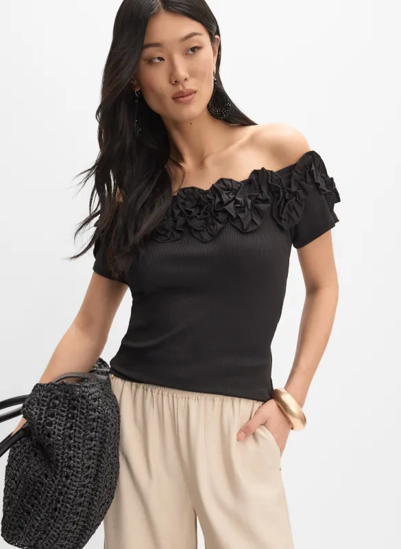 Ribbed Rosette Top sold by Melanie Lyne
