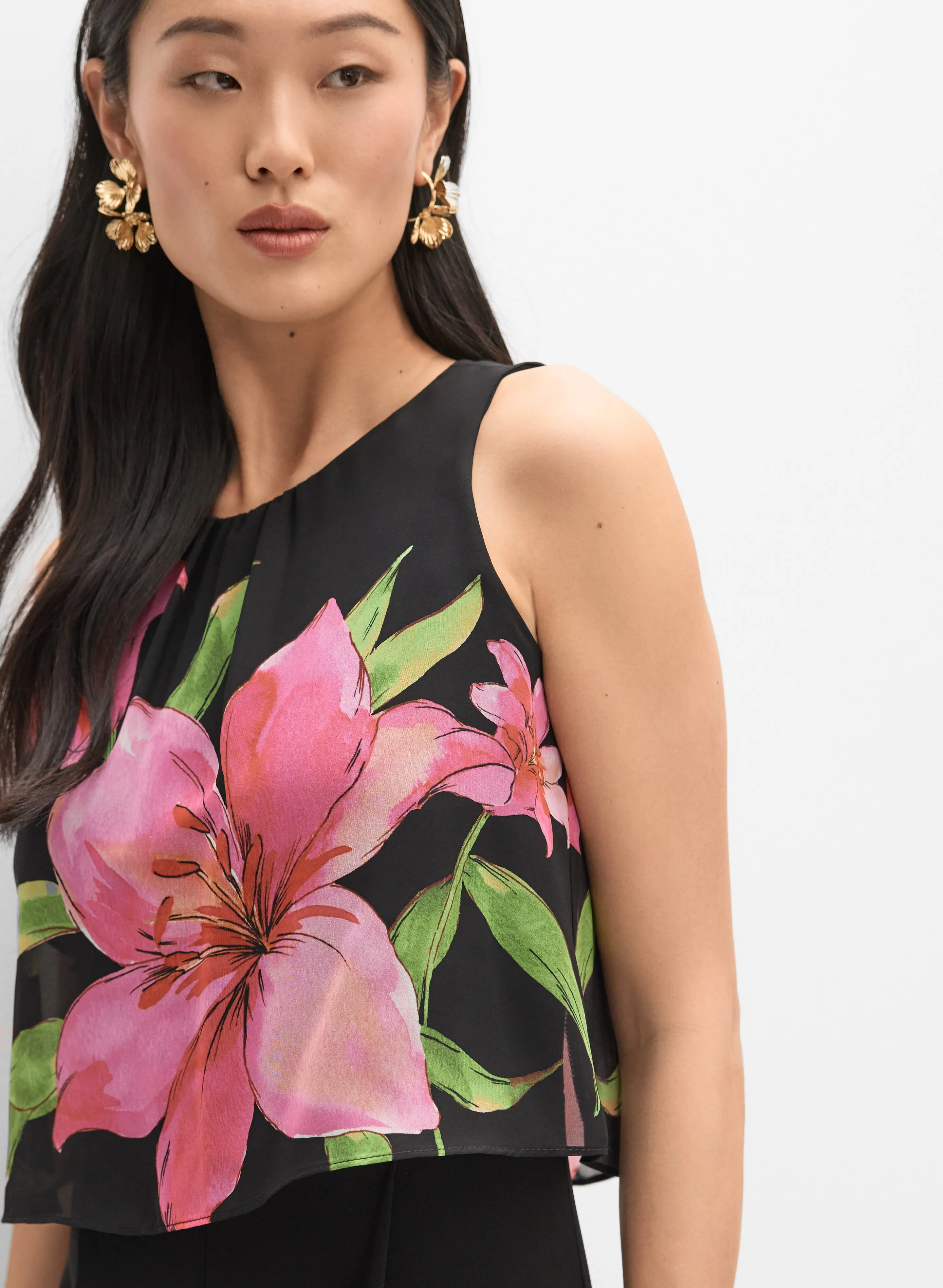 Joseph Ribkoff - Floral Chiffon Overlay Jumpsuit sold by Melanie Lyne product image thumbnail 2