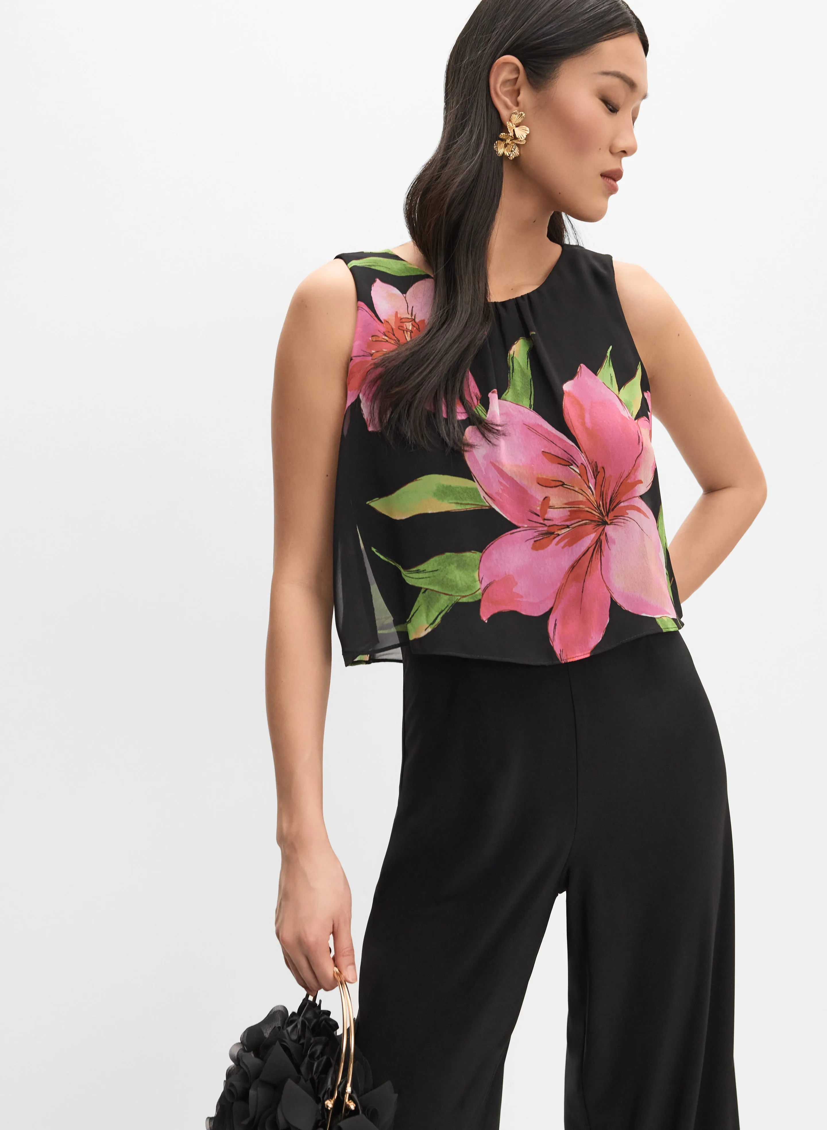 Joseph Ribkoff - Floral Chiffon Overlay Jumpsuit sold by Melanie Lyne product image thumbnail 4