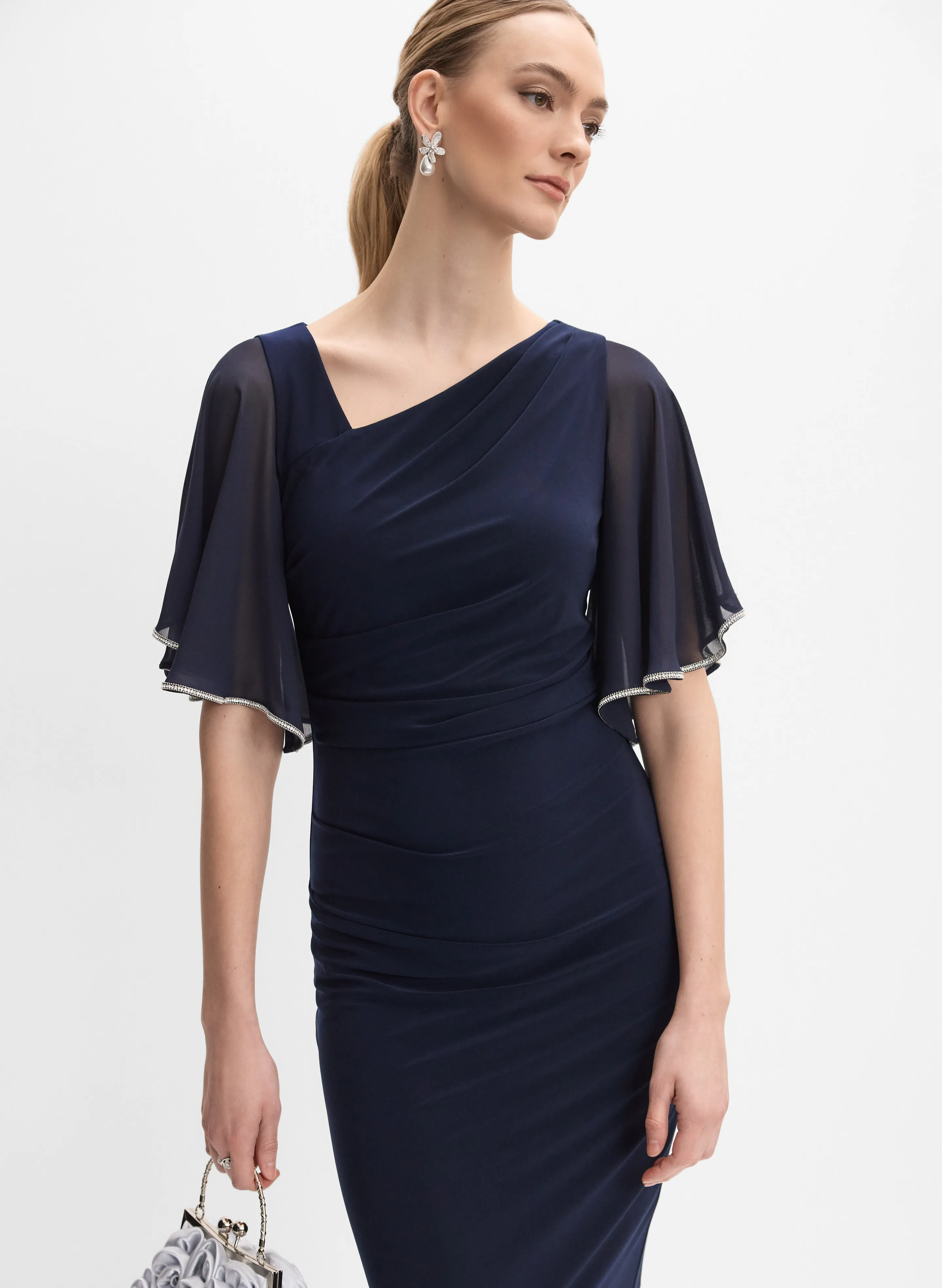 Joseph Ribkoff - Ruched Flutter Sleeve Dress sold by Melanie Lyne product image thumbnail 4