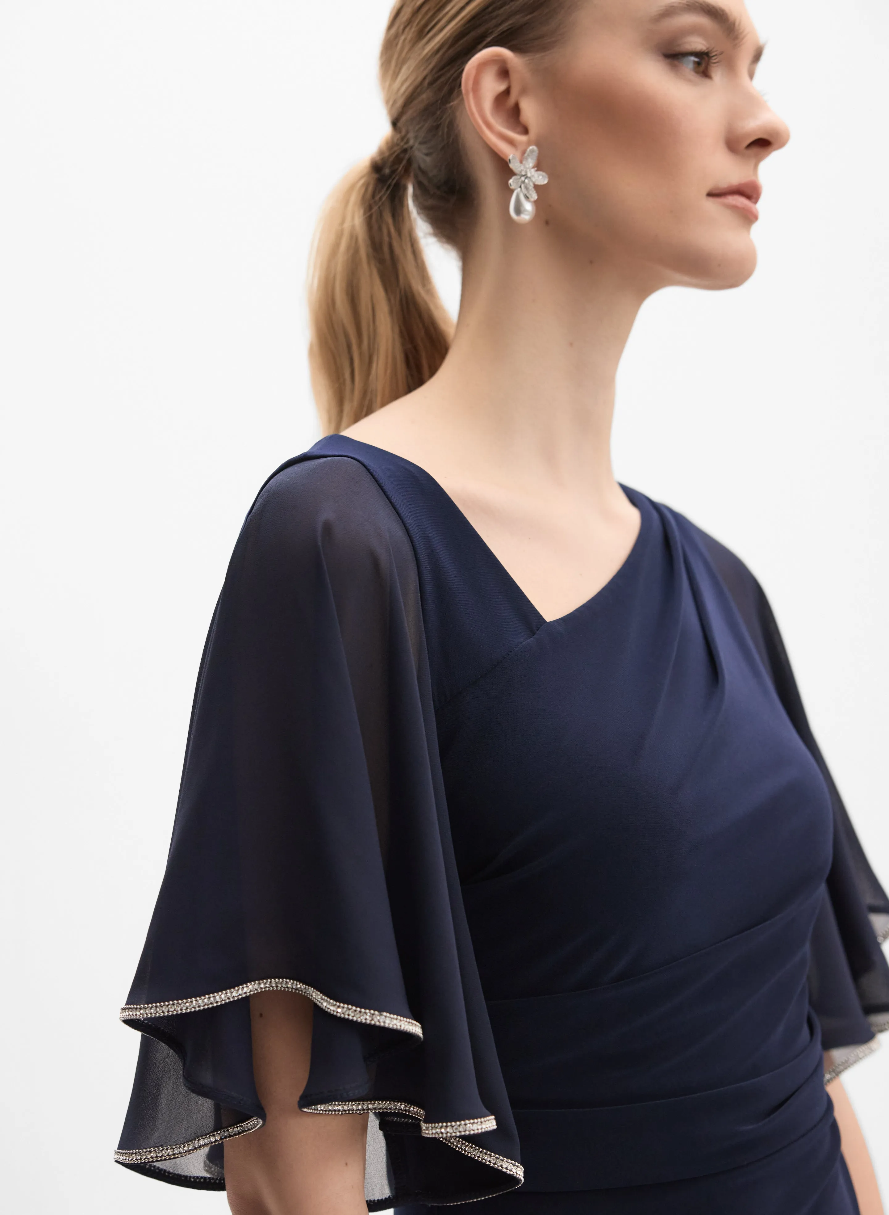 Joseph Ribkoff - Ruched Flutter Sleeve Dress sold by Melanie Lyne product image thumbnail 5
