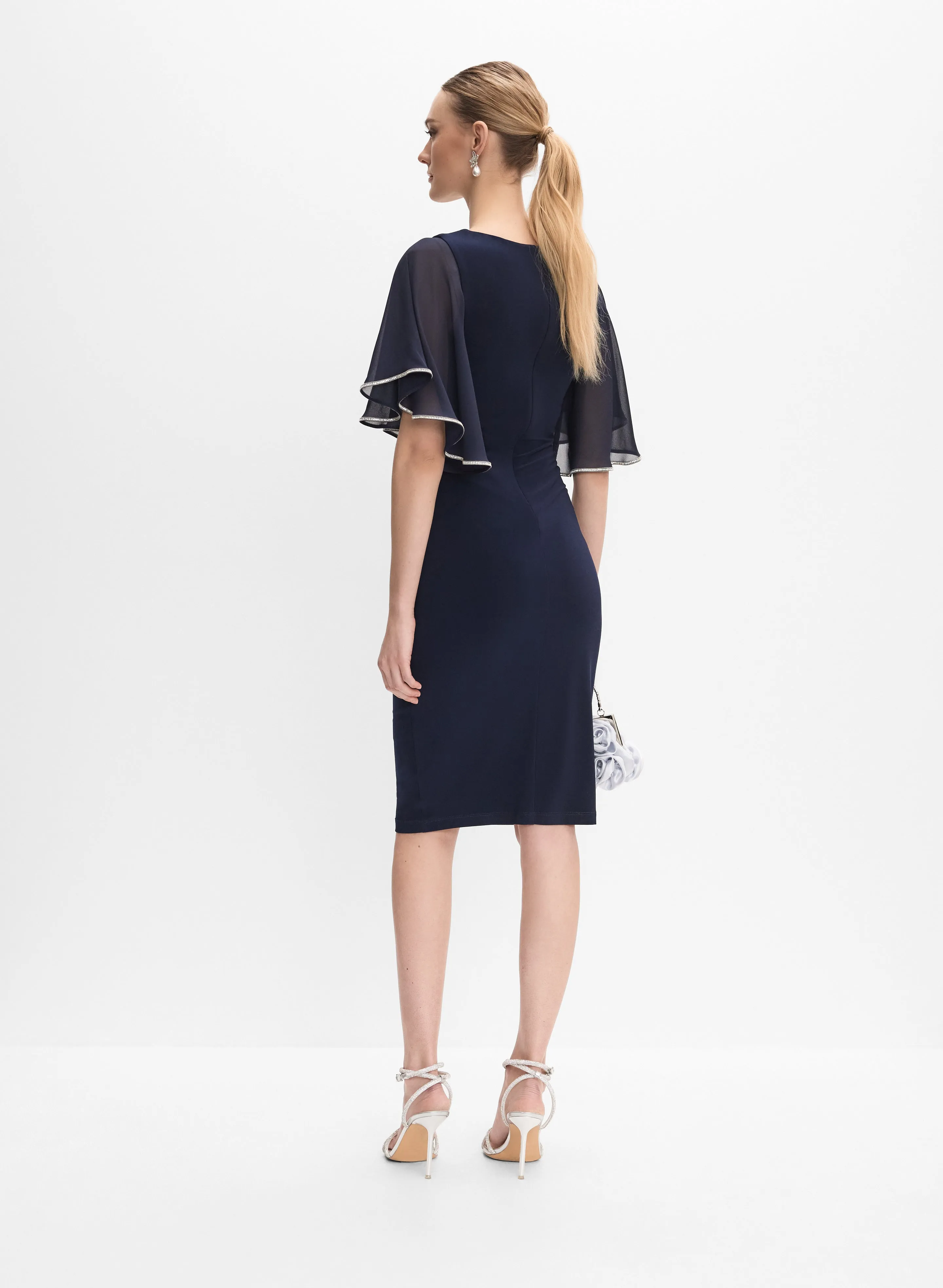 Joseph Ribkoff - Ruched Flutter Sleeve Dress sold by Melanie Lyne product image thumbnail 3