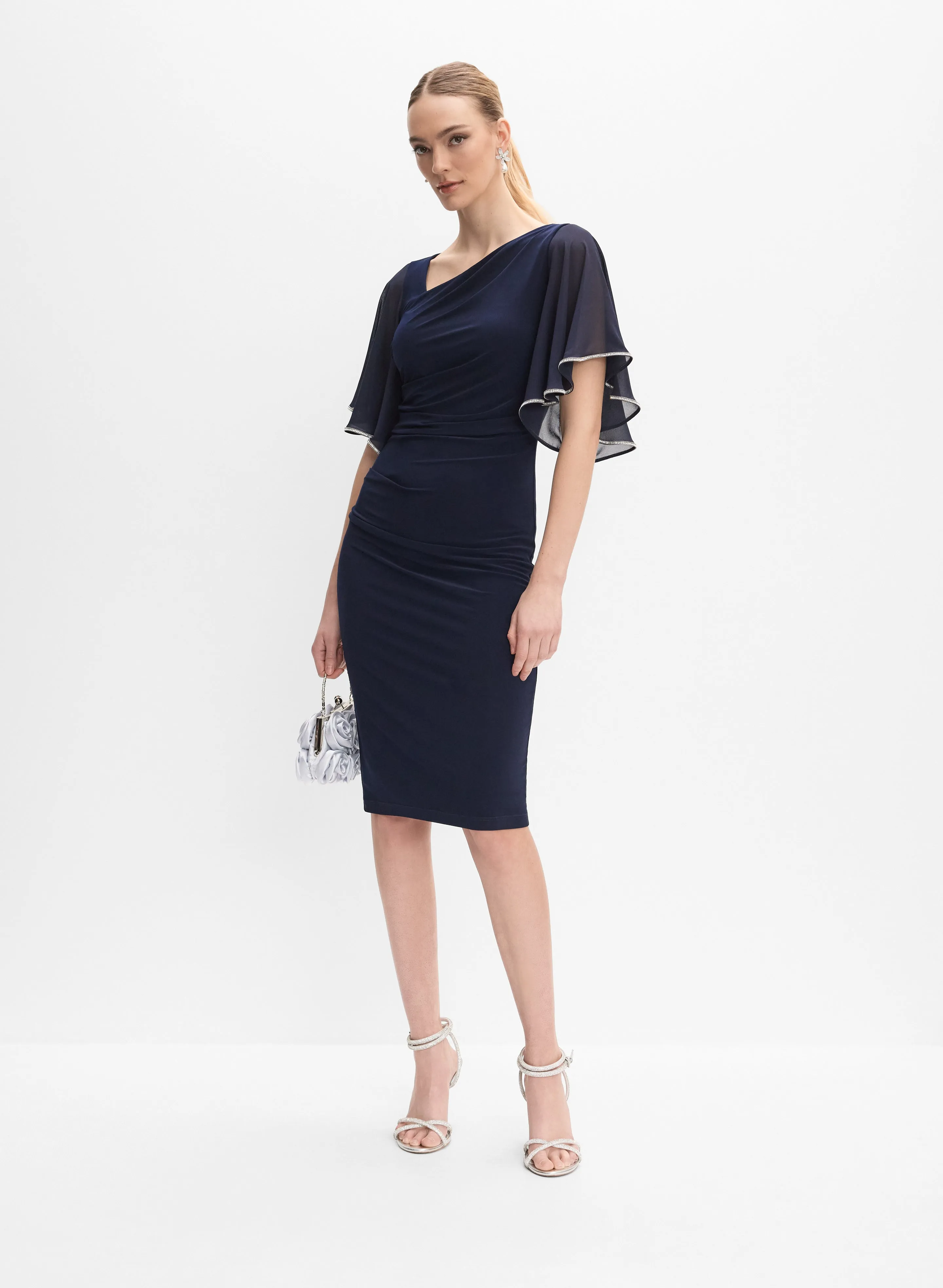 Joseph Ribkoff - Ruched Flutter Sleeve Dress sold by Melanie Lyne