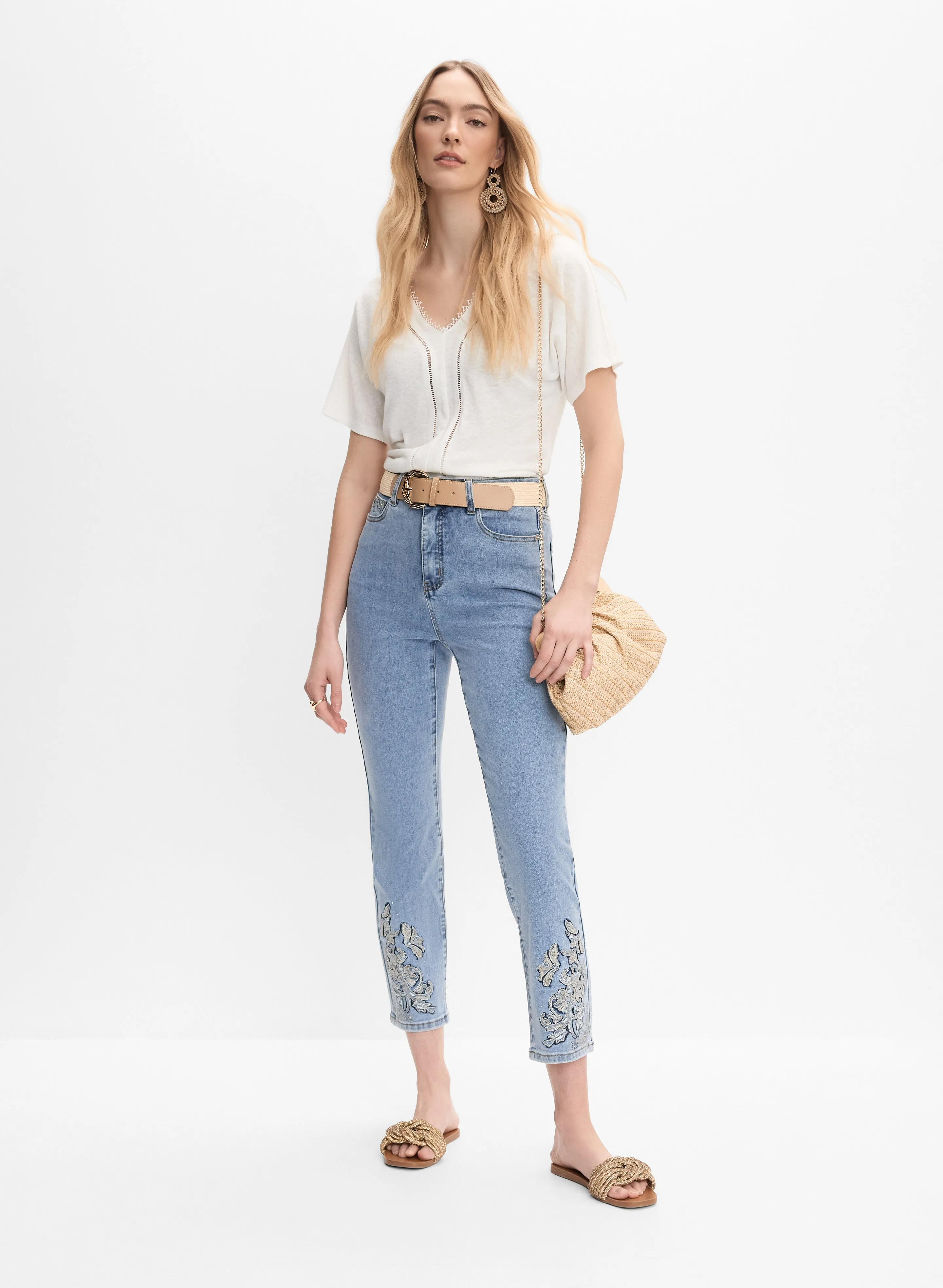 Embroidered Straight-Leg Jeans sold by Melanie Lyne product image thumbnail 4