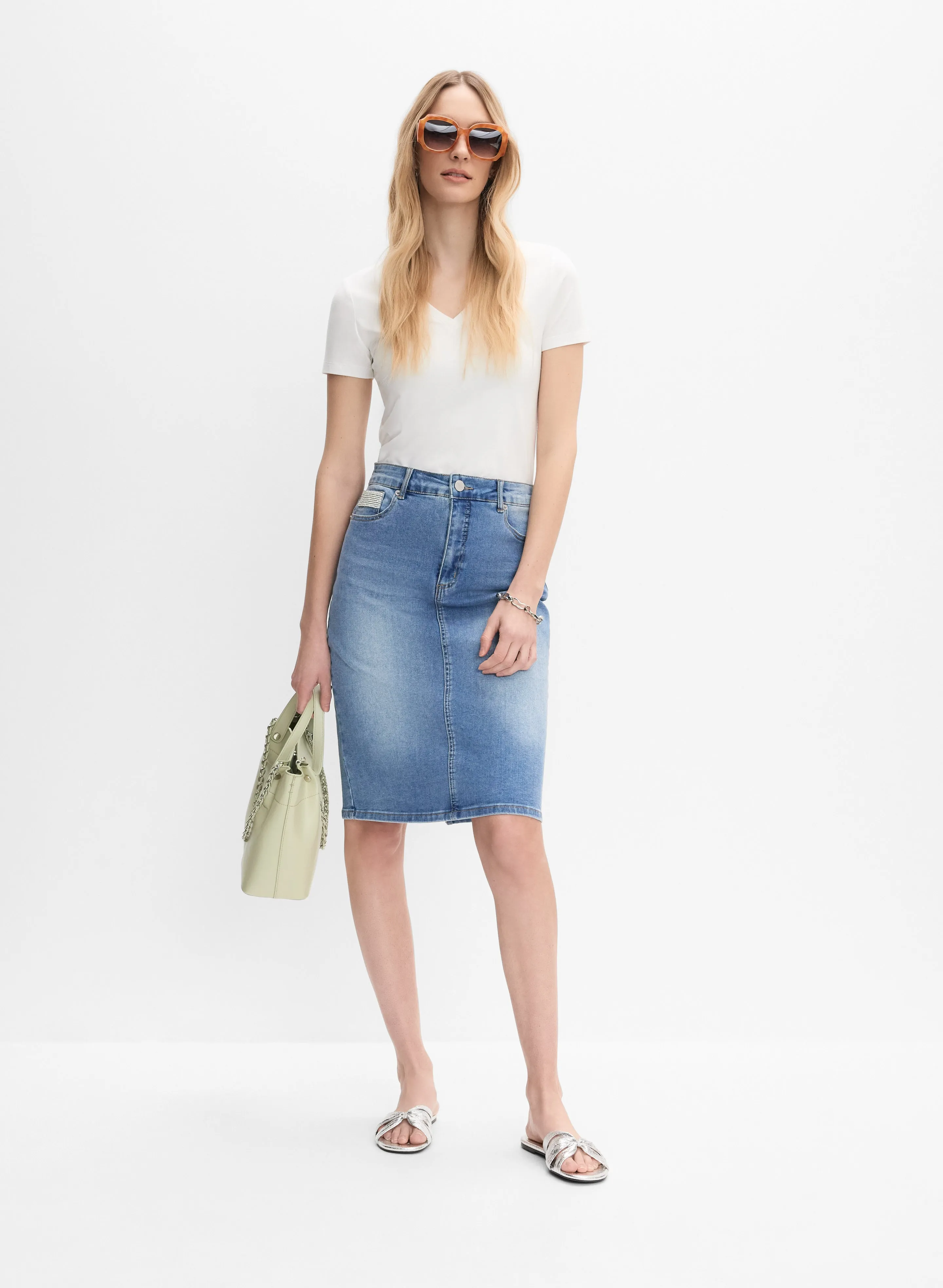 Embellished Denim Pencil Skirt sold by Melanie Lyne product image thumbnail 4
