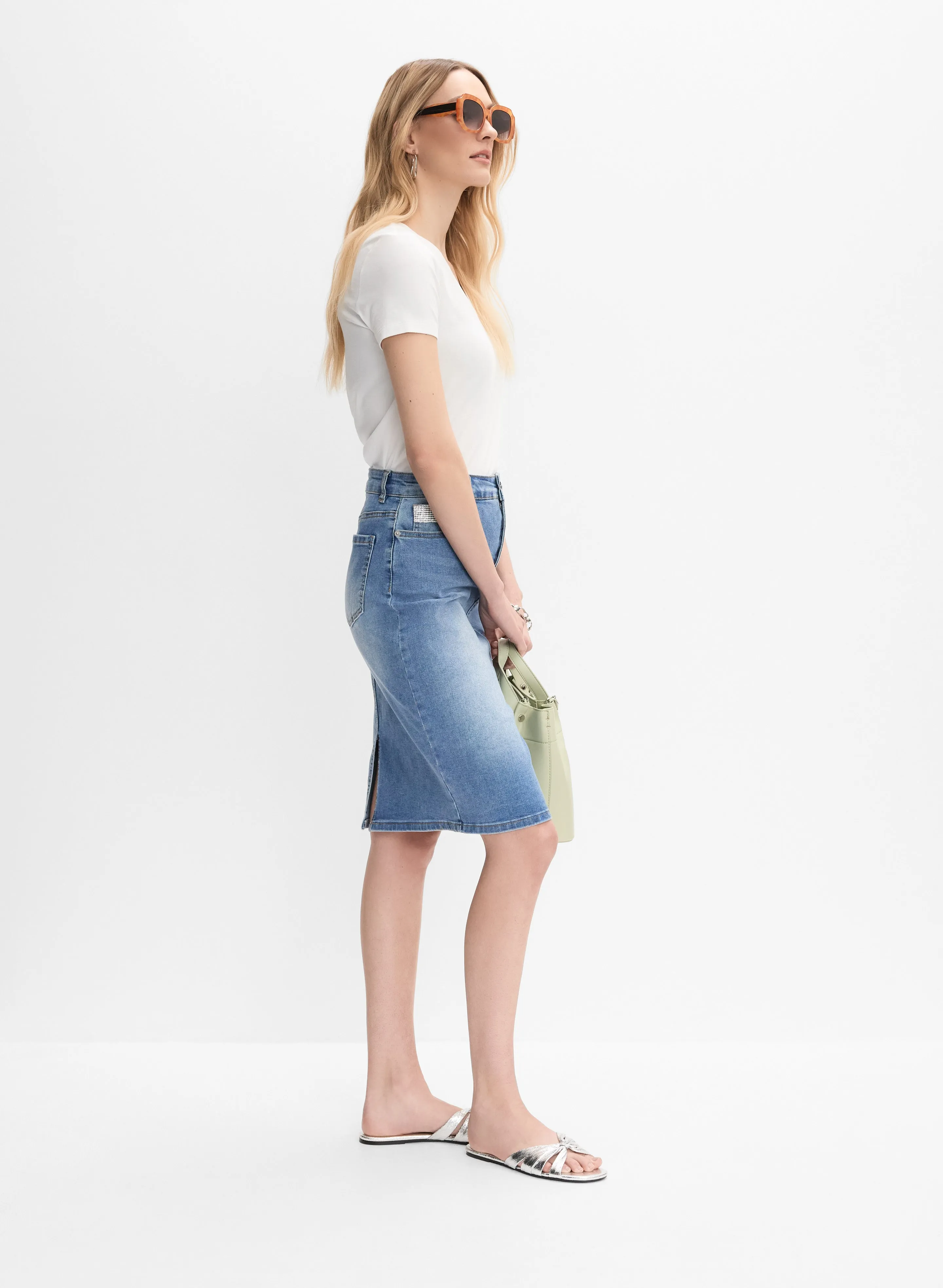 Embellished Denim Pencil Skirt sold by Melanie Lyne product image thumbnail 2